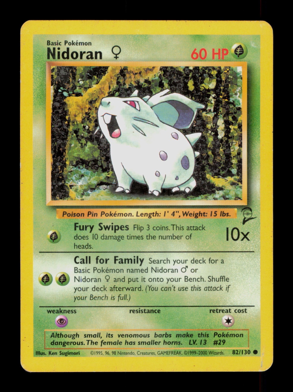 Nidoran 82/130 Pokemon Base Set 2 Trading Card TCG