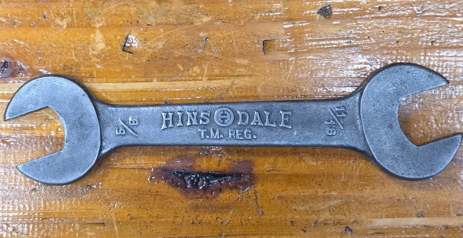 Vintage Hinsdale Open End Wrench No. 3 – 11/16” x 5/8” Chrome Vanadium Steel USA