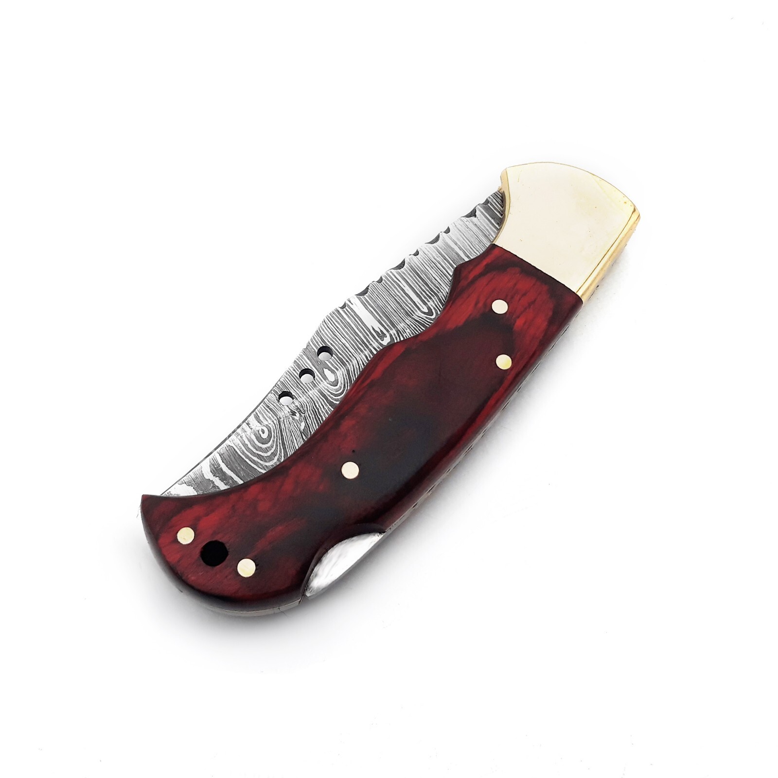 Damascus handmade back lock folding pocket knife camping EDC Hunting Knife Pouc