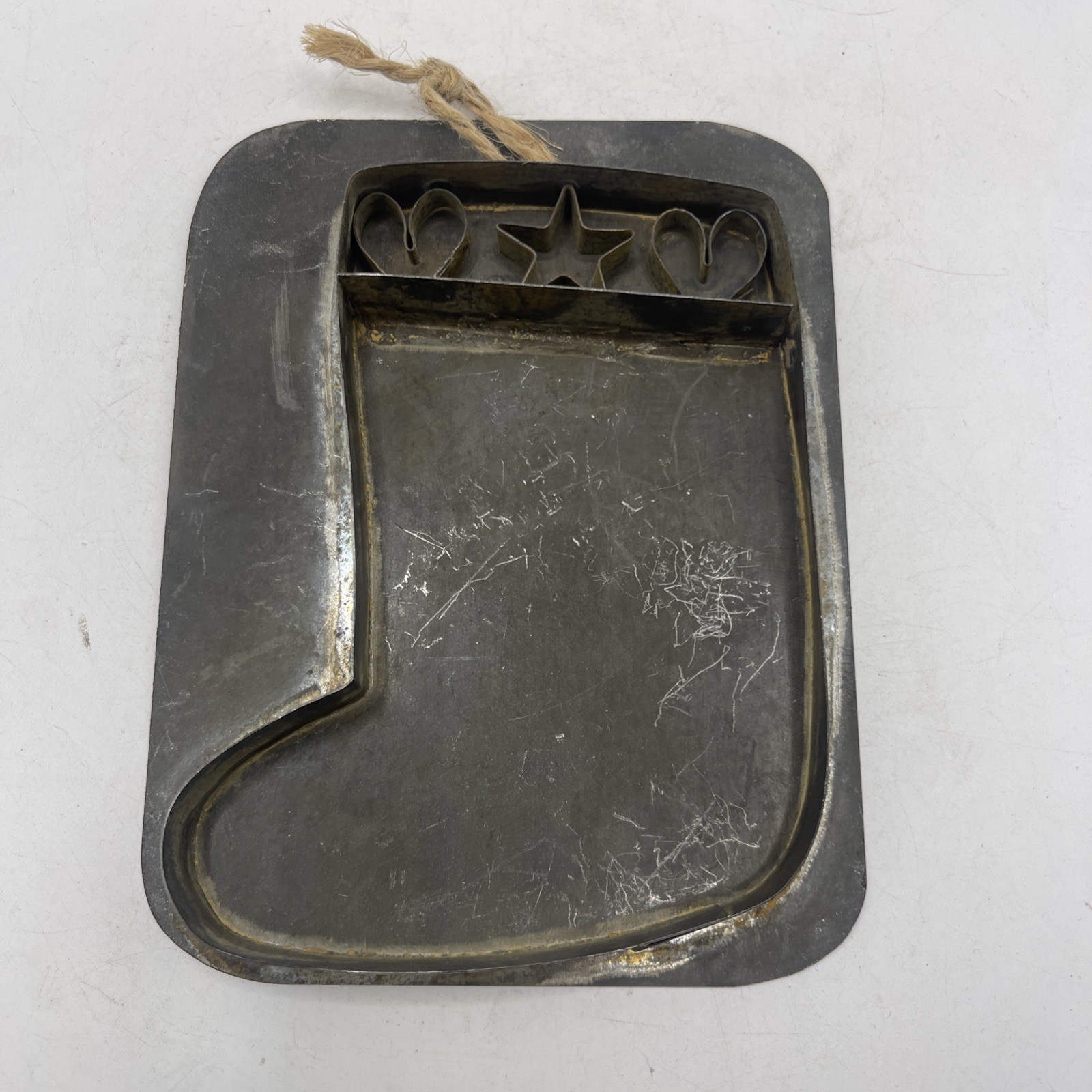 Vintage Tin-Plated Steel Christmas Stocking Cookie Cutter 5″