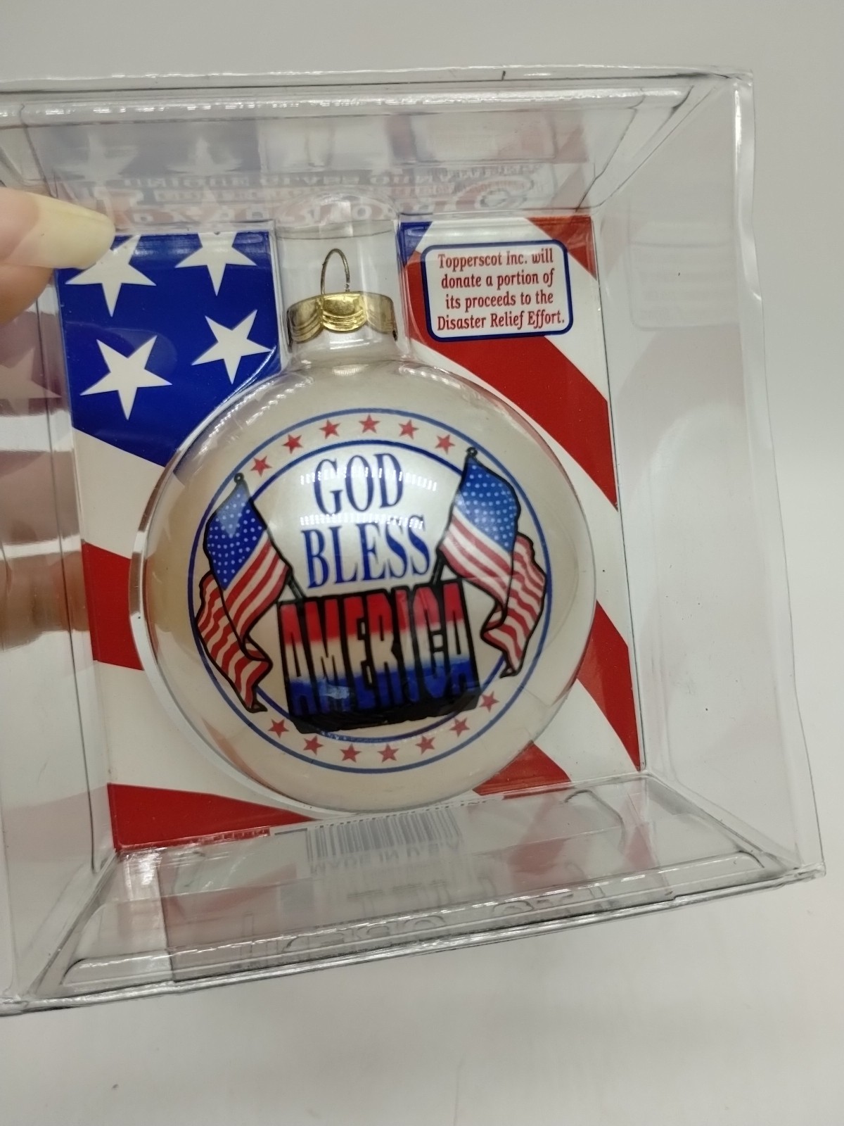 God Bless America Patriotic Christmas Ornament Topperscot Made In USA