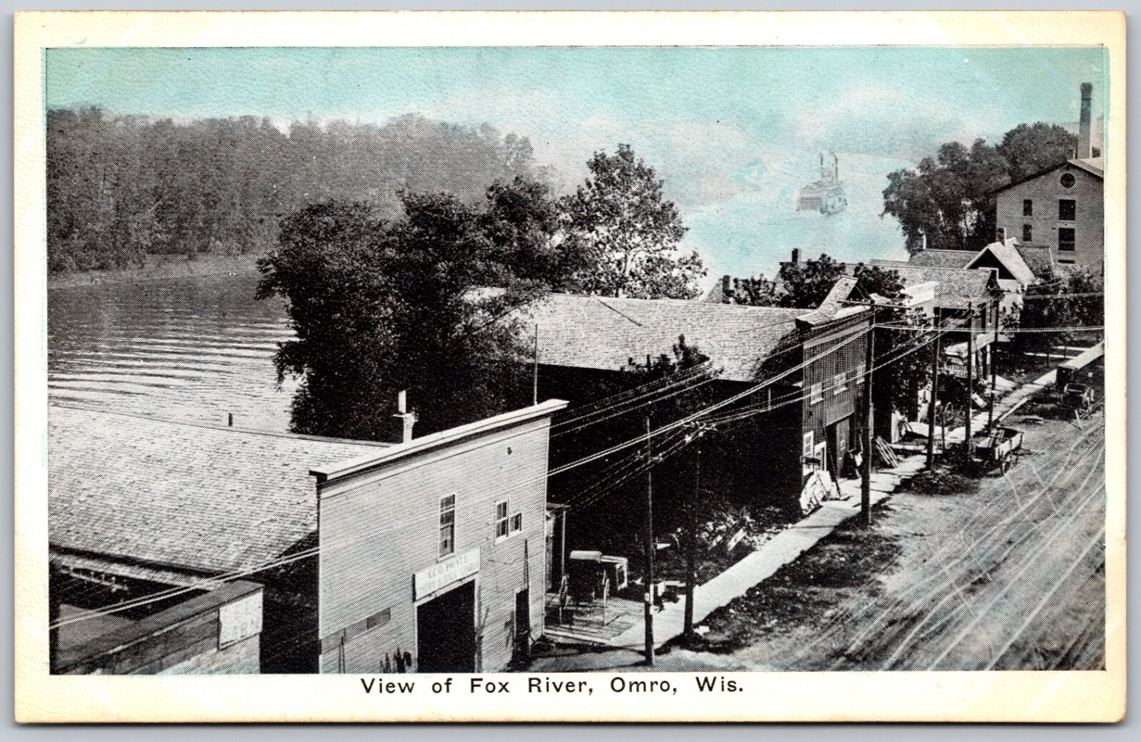 Fox River View Omro Wisconsin Dirt Road Scene VINTAGE Postcard
