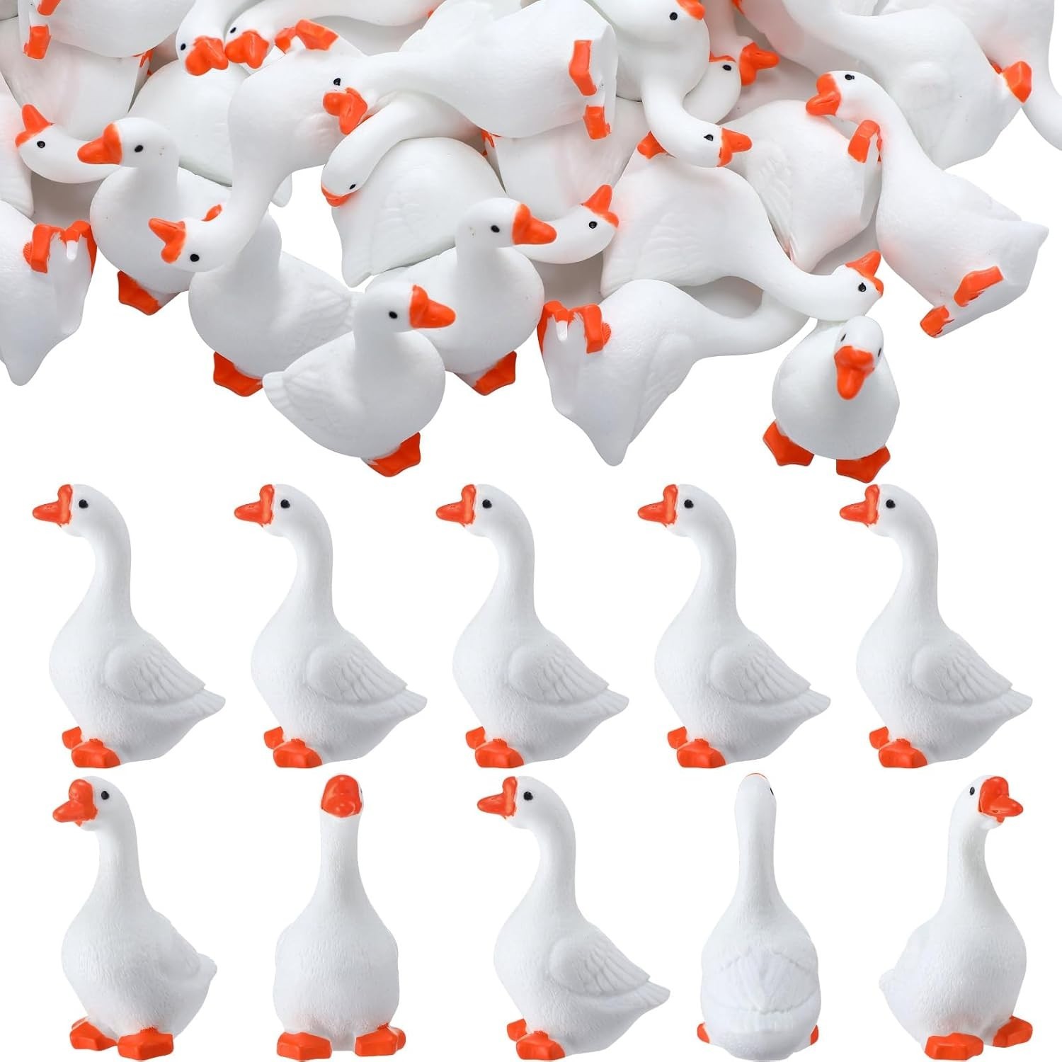 Weysat 24 Pcs Mini Goose Figurines Tiny Resin Silly Goose Statue Porch Lawn Y…