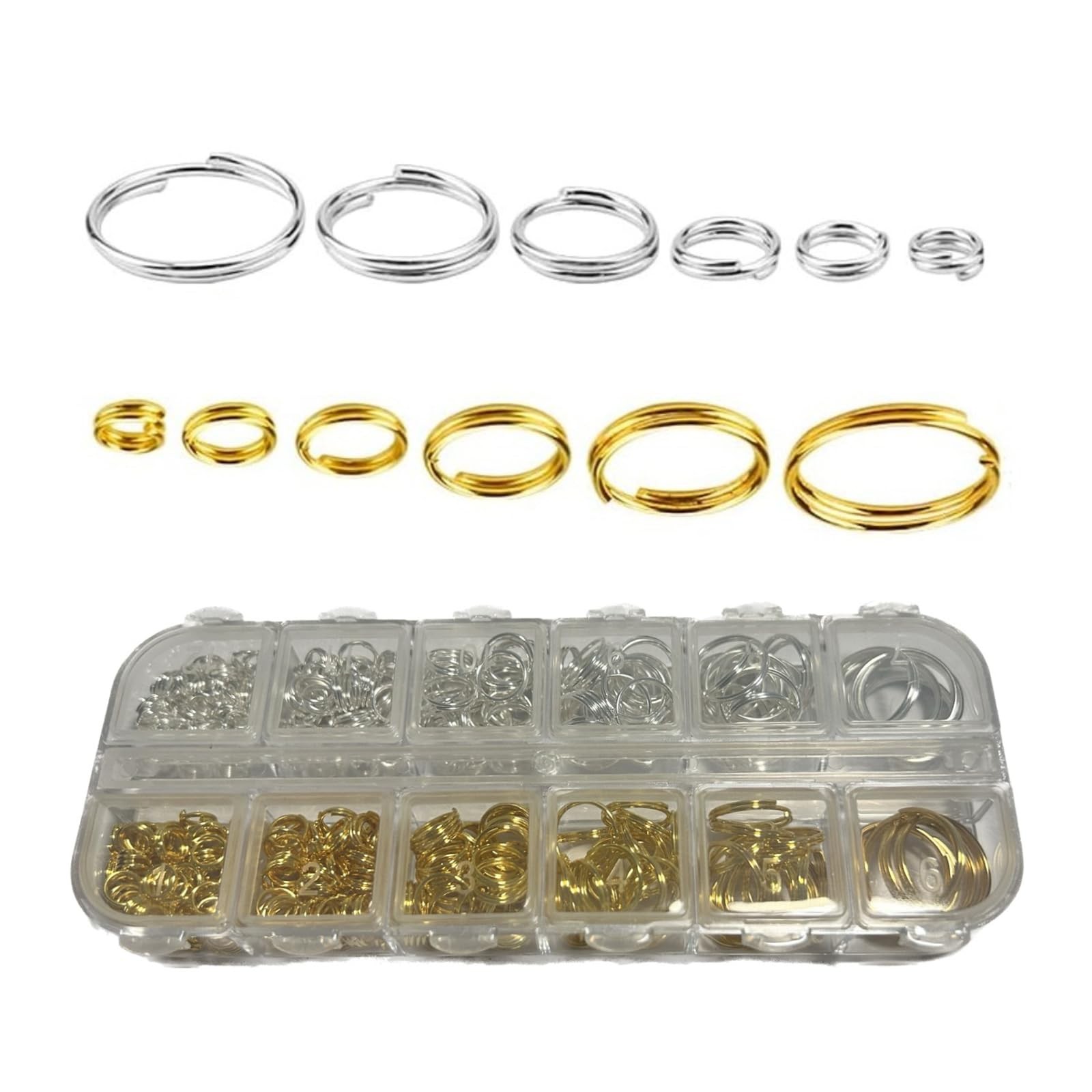 6 Gold and Silver Jump Rings Double Loops round Split Key Chain Rings for DIY