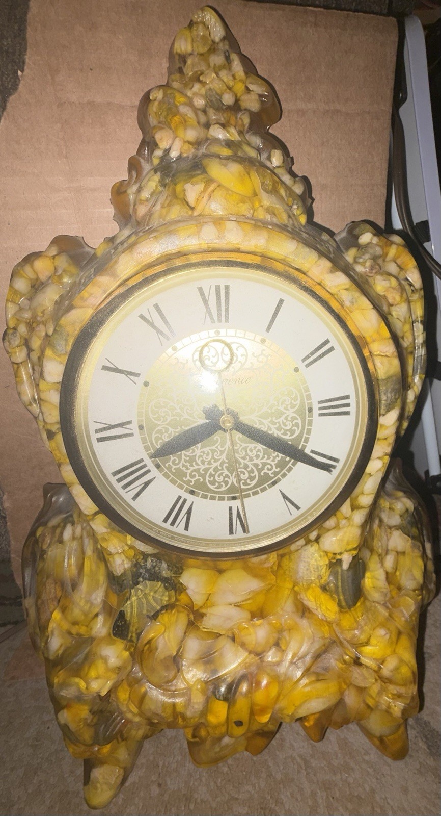 Lawrence Corded Electric Yellow Stone Filled Resin 15.25 Inch Vomit Clock