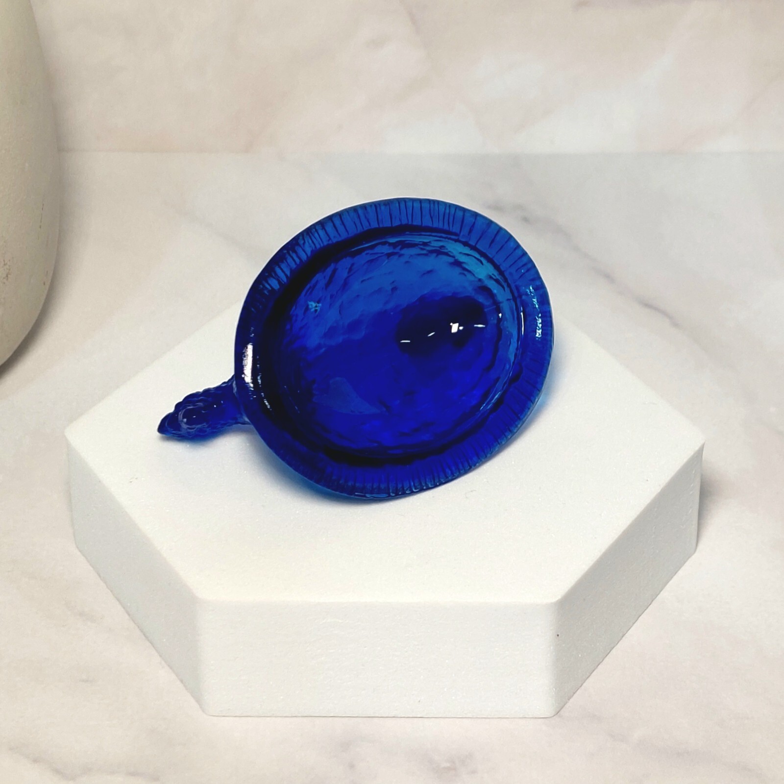 2 Hen on Nest Mini Chicken Salt Dish, Cobalt Blue Depression Style Glass Kitchen