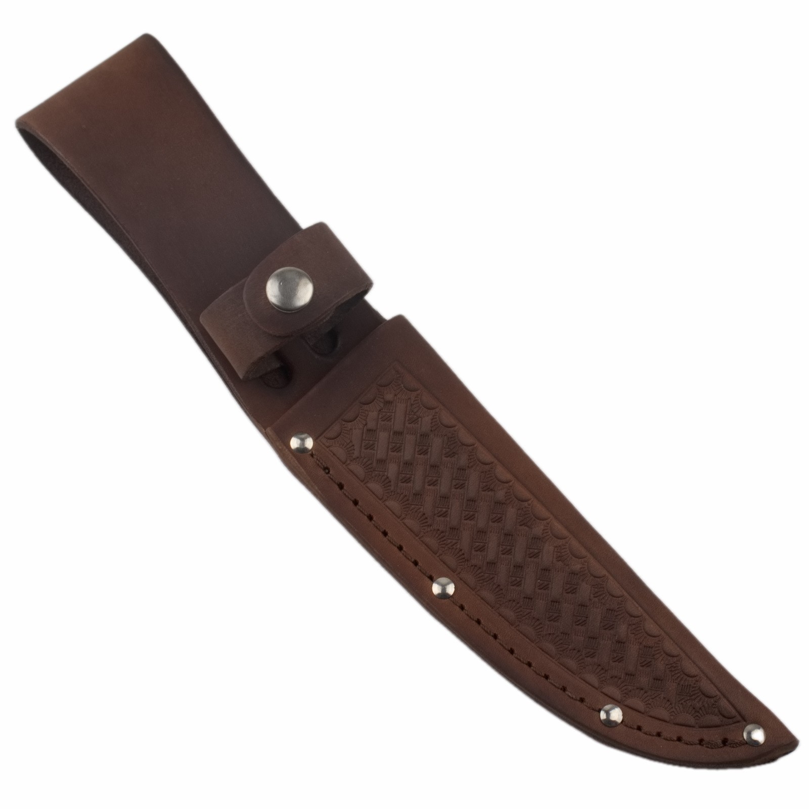 Basketweave Brown Leather Straight Fixed Blade Knife Sheath 5.5″ Blade