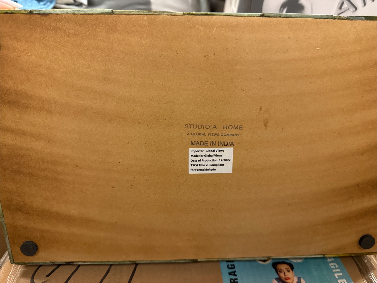 Global Views Chiseled Bone Large Box 15″W x 9″D x 3.3″T. Multicolor