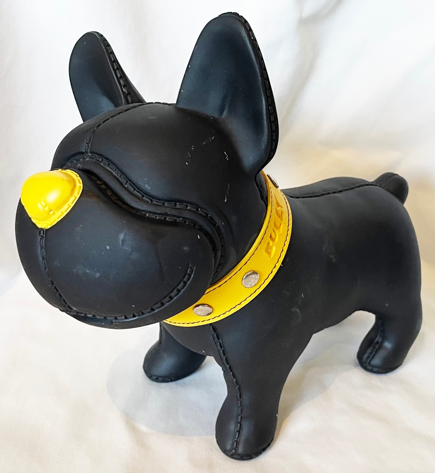 Sëmk Design The Pup’s Banker Black w/ Yellow Collar Bully Bulldog Dog Bank AS-IS