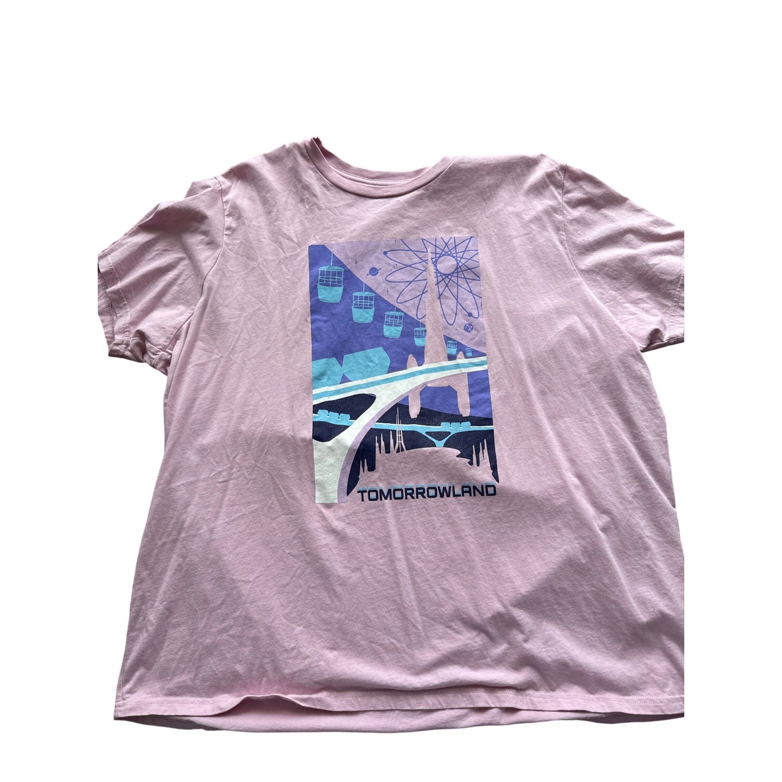 Disney Parks Tomorrowland Graphic Tee Pink Space Mountain PeopleMover XXL