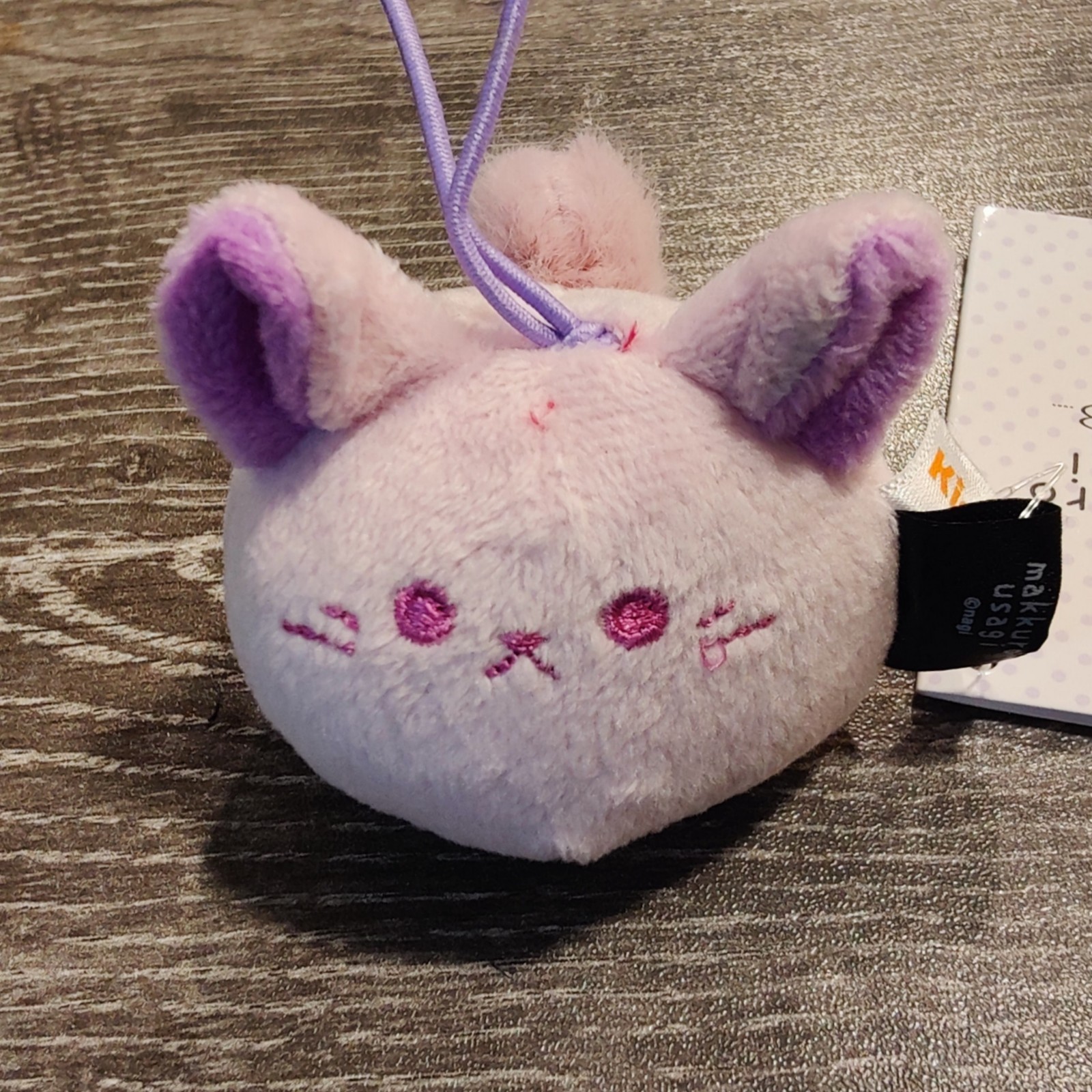Kiddleton “Makkuro Usagi” Lilac Chinchilla Mascot Keychain Plush (6.5×6.5x6cm)