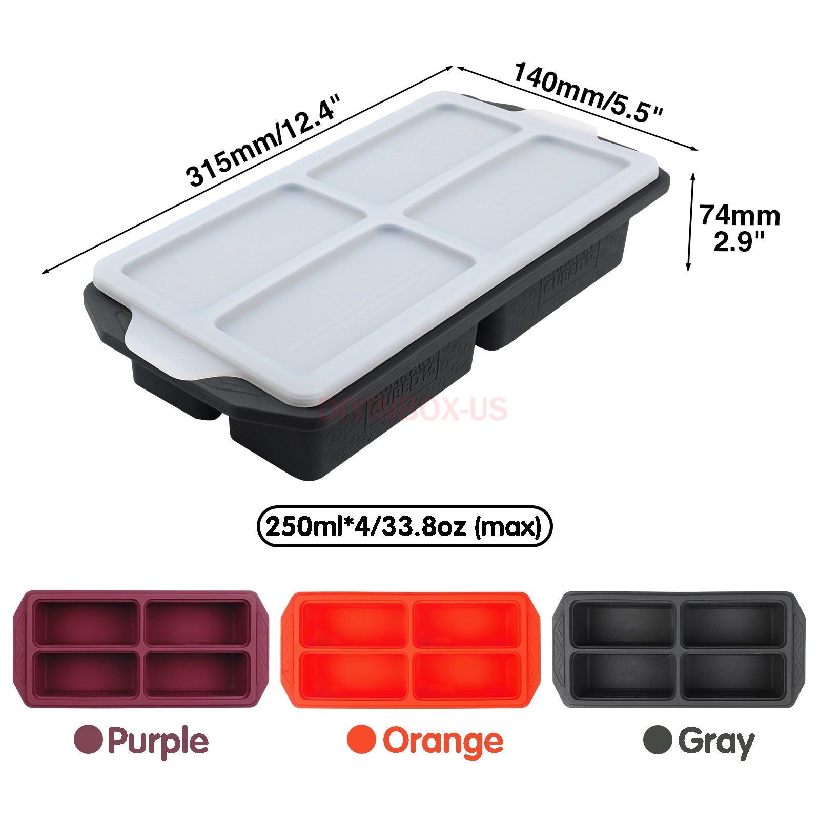 CulinaryCubed Silicone Freezer 4 Compartments Meal Prep Food Storage Containers