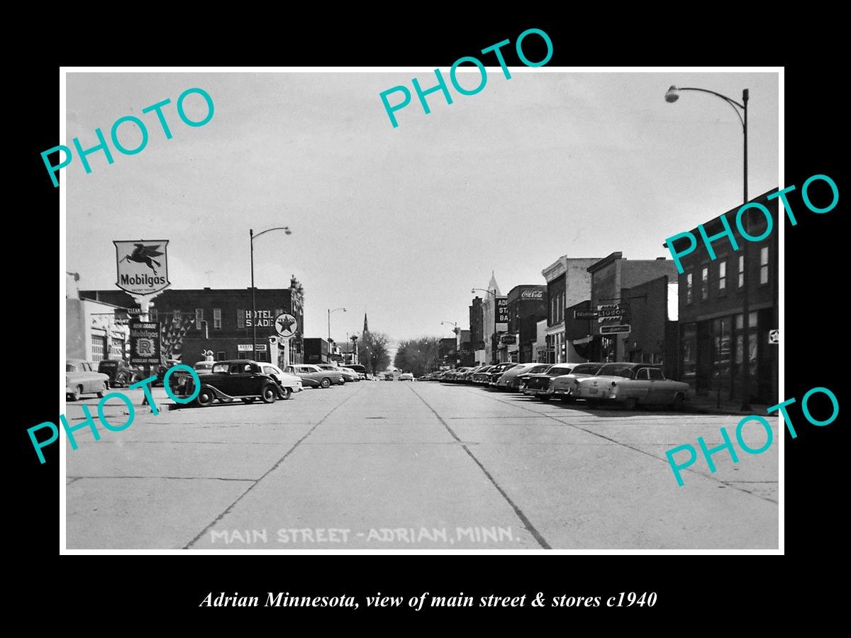 Adrian Minnesota The Main Street & Stores c1940 Old Large Historic Photo