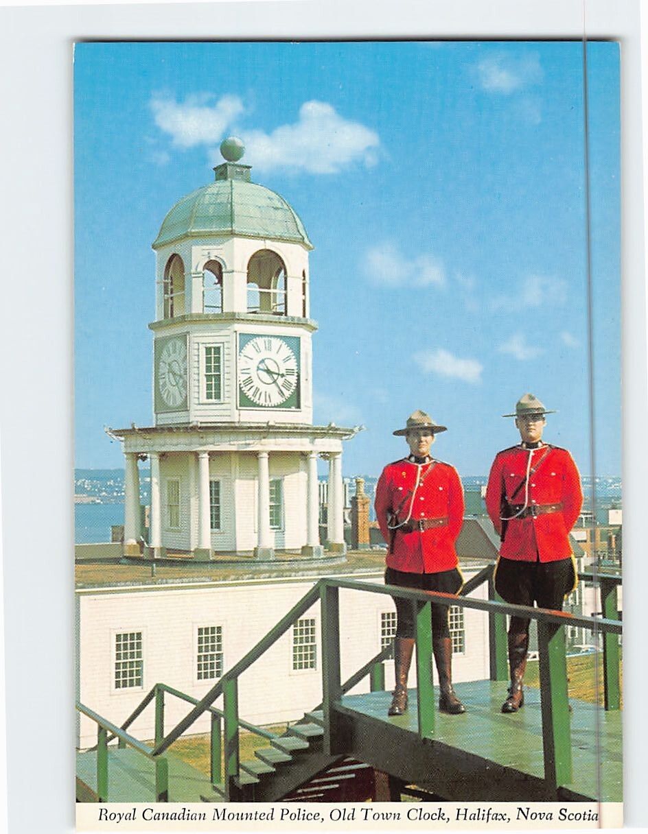 Postcard Royal Canadian Mounted Police Old Town Clock Halifax Canada