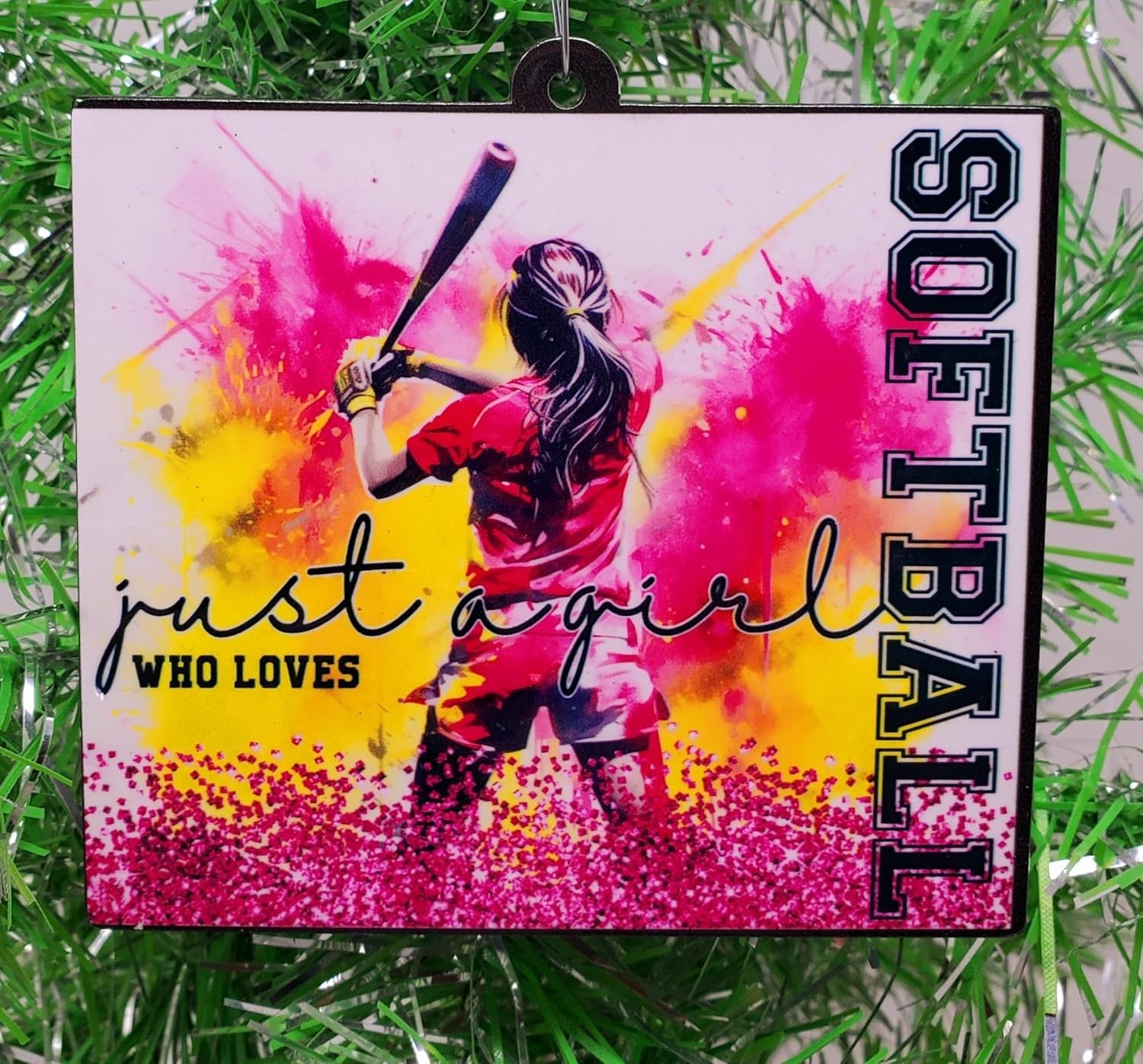 SOFTBALL ORNAMENT- Just A Girl Who Loves Softball Christmas Ornament