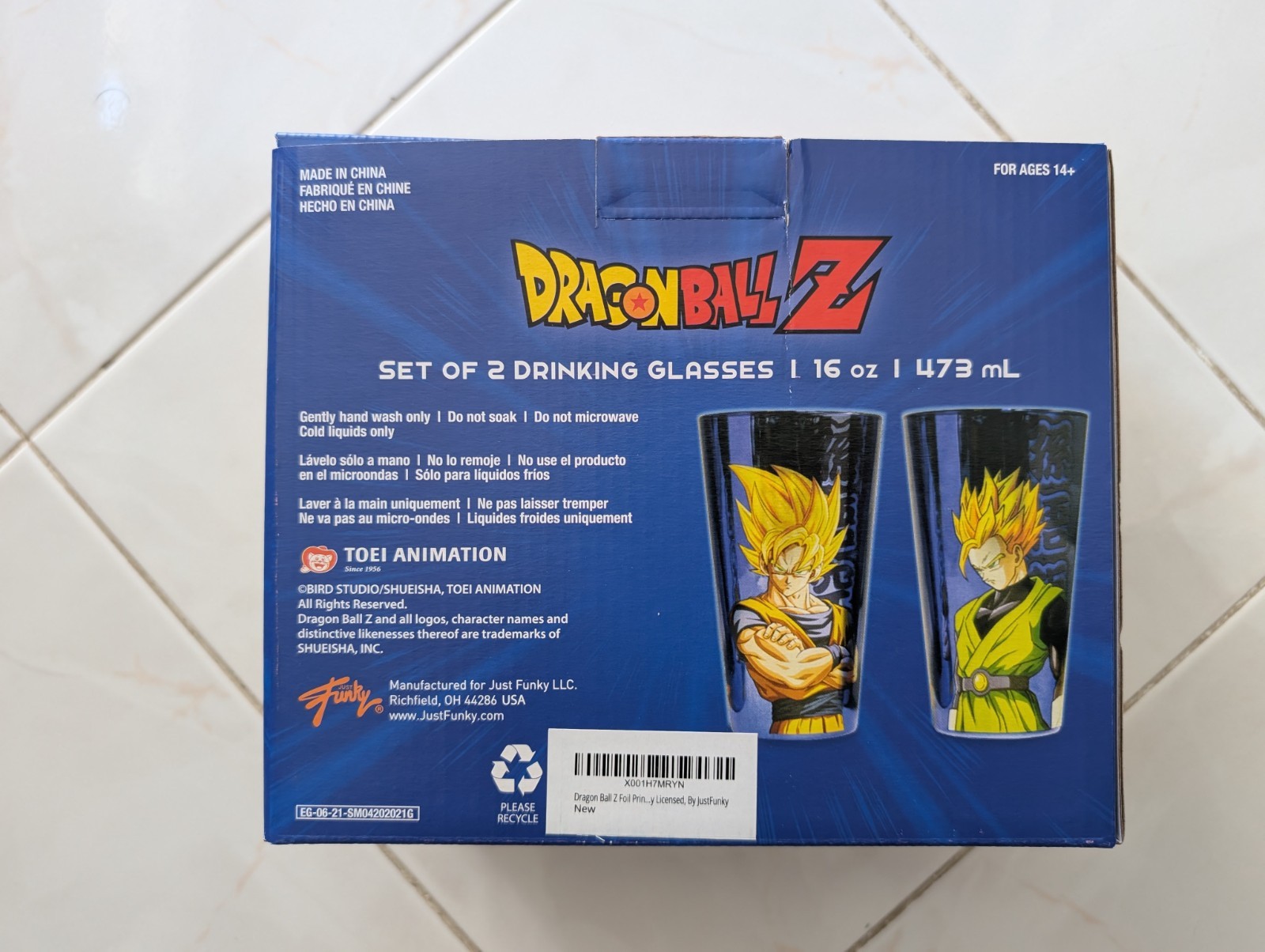 Dragon Ball Z Super Saiyan Goku & Gohan 16oz Drinking Glasses Set of 2 – NEW