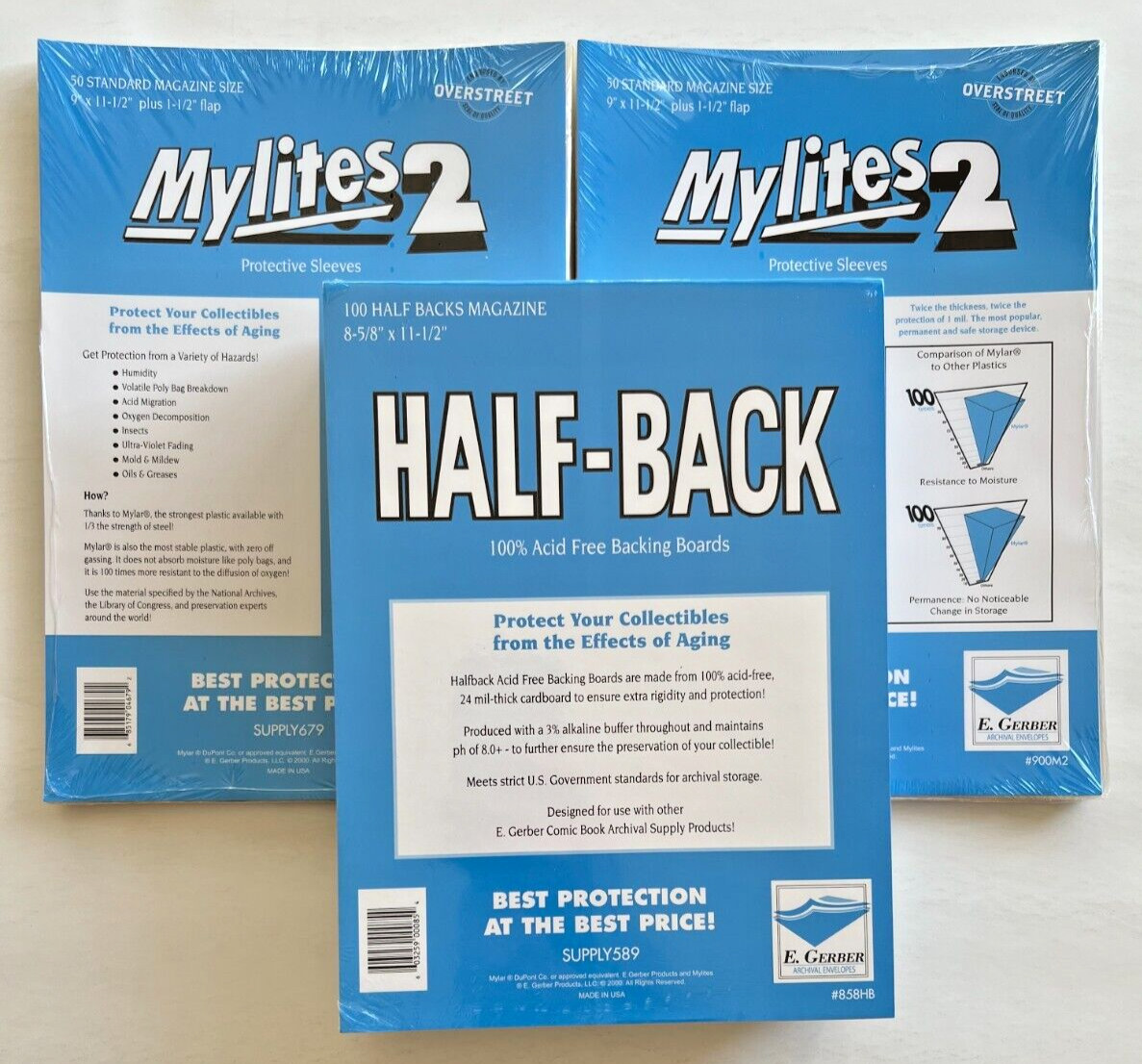 100 E. Gerber Magazine Mylites 2 900M2 & 24 PT Half-Backs 858HB Set of 100