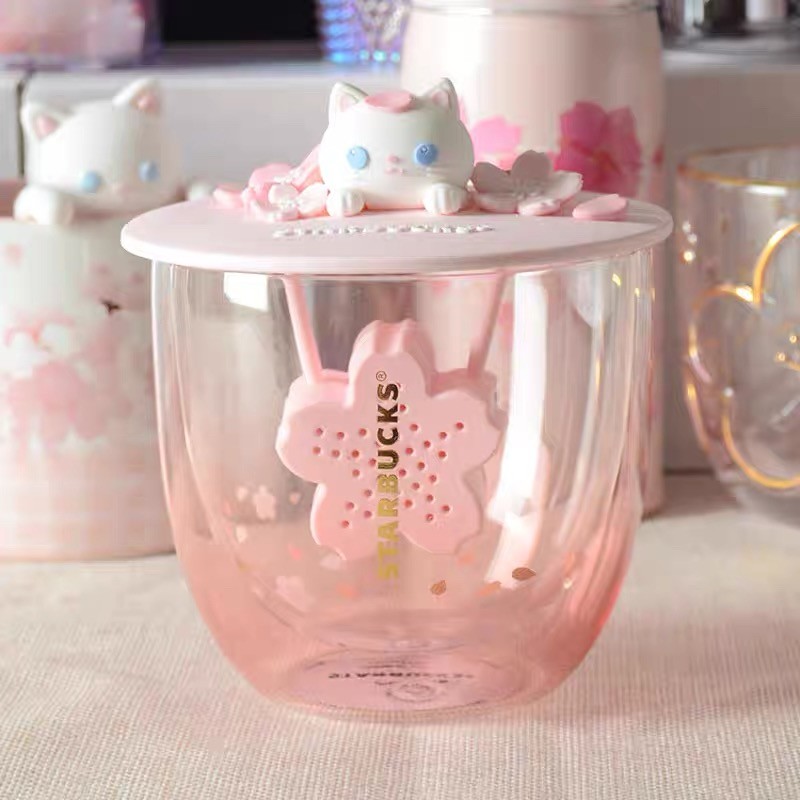 2020 New Starbucks Pink Cat Sakura Mug Coffee Cup Bottle Tumbler Collection Gift