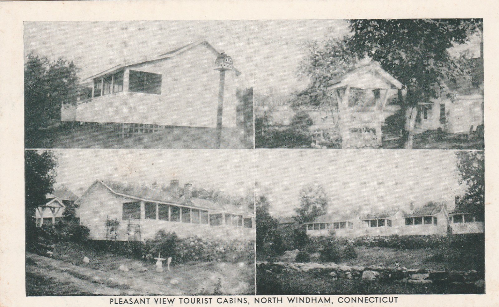 Pleasant View Tourist Cabins North Windham Connecticut 1940s Postcard B&W