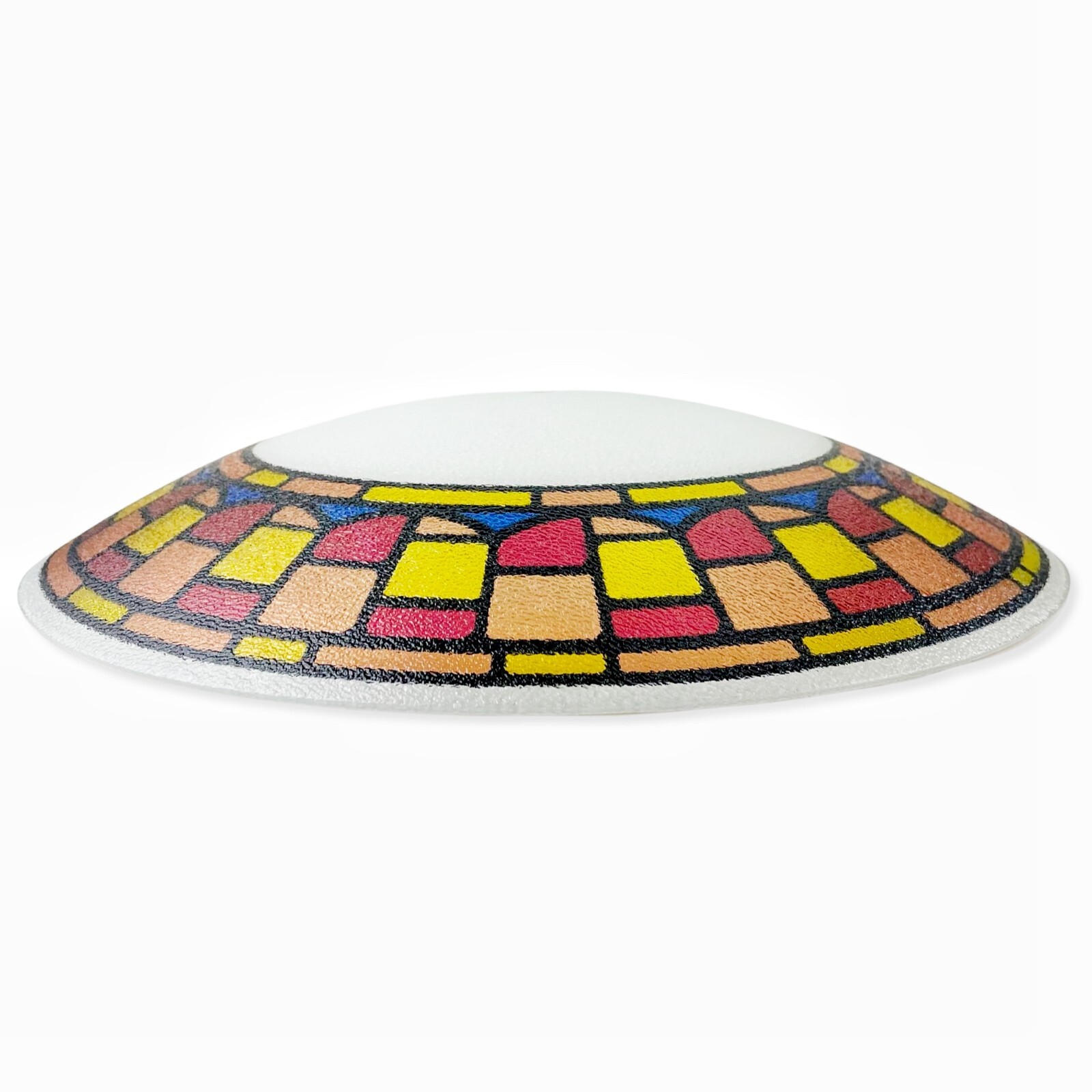 Vintage MCM Light Shade Faux Stained Glass Billiard Pool Geometric Mosaic 15″