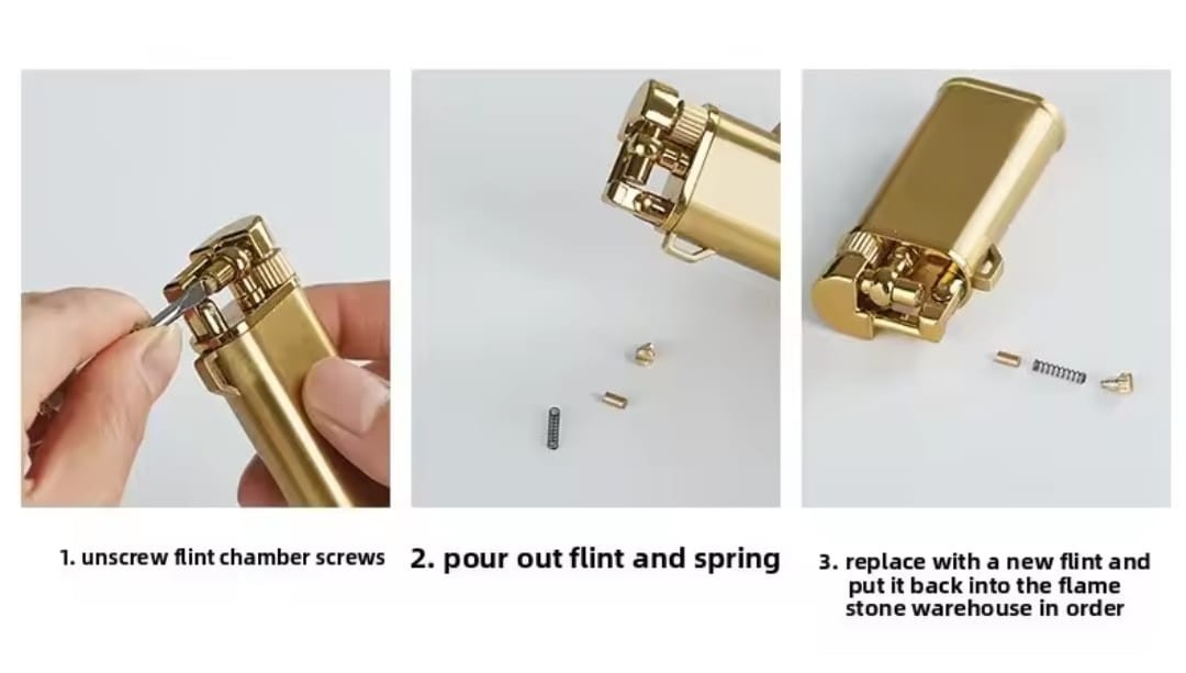 Retro Zinc Alloy Metal Oblique Fire Butane Gas Cigar & Cigarette Lighter