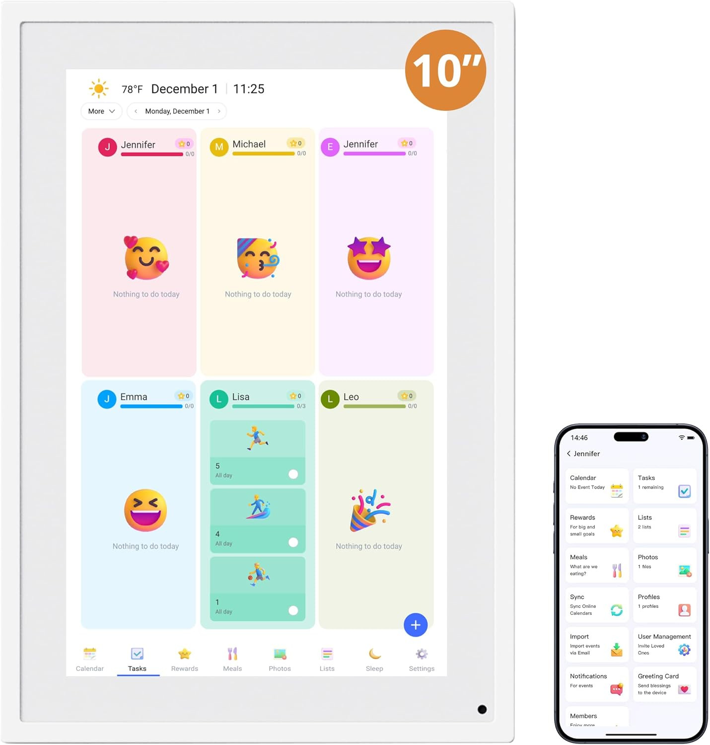 10.1″ Touchscreen Digital Calendar & Chore Chart – Smart Family Planner
