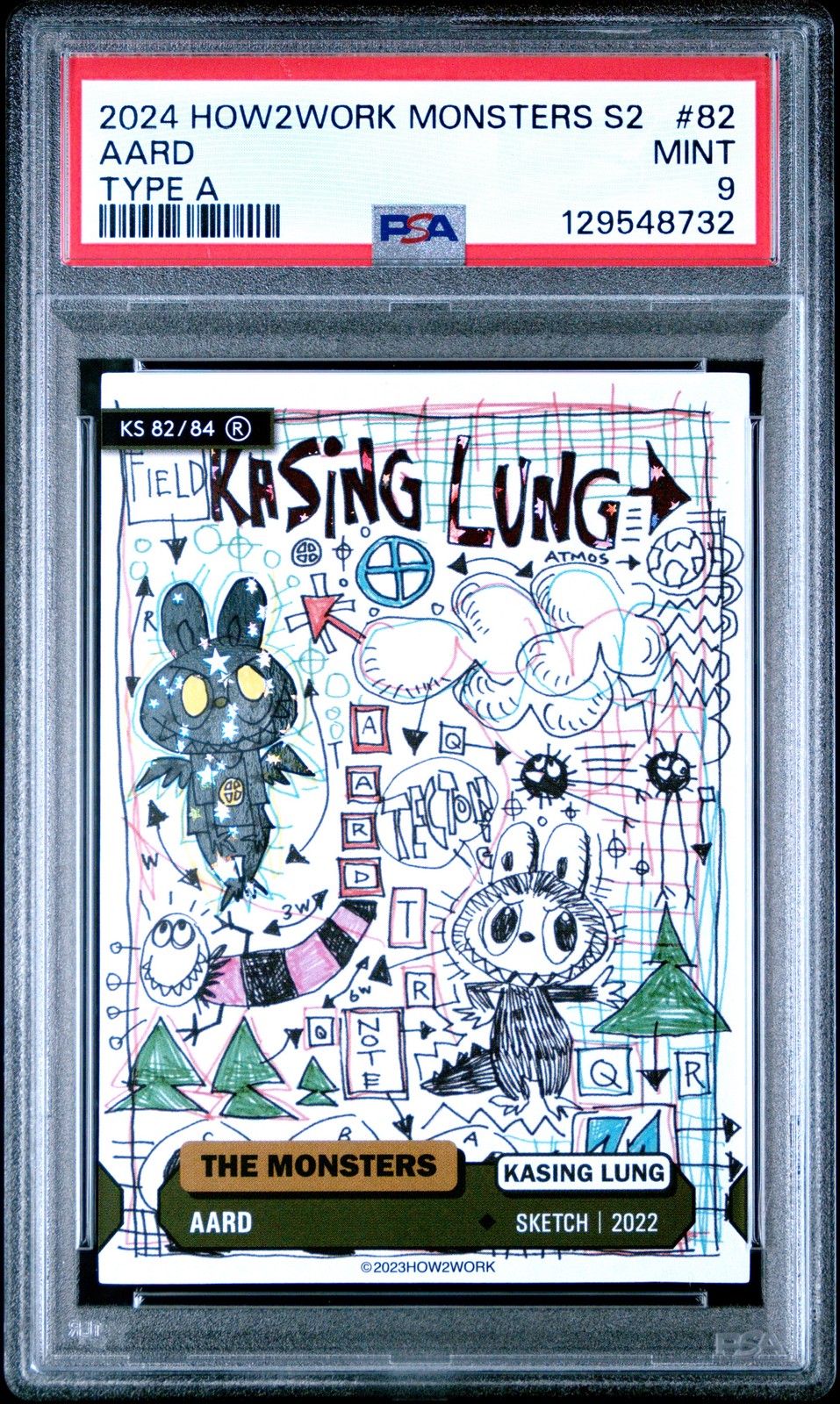 2024 HOW2WORK X KASING LUNG THE MONSTERS SER 2 TYPE A #82 AARD PSA 9