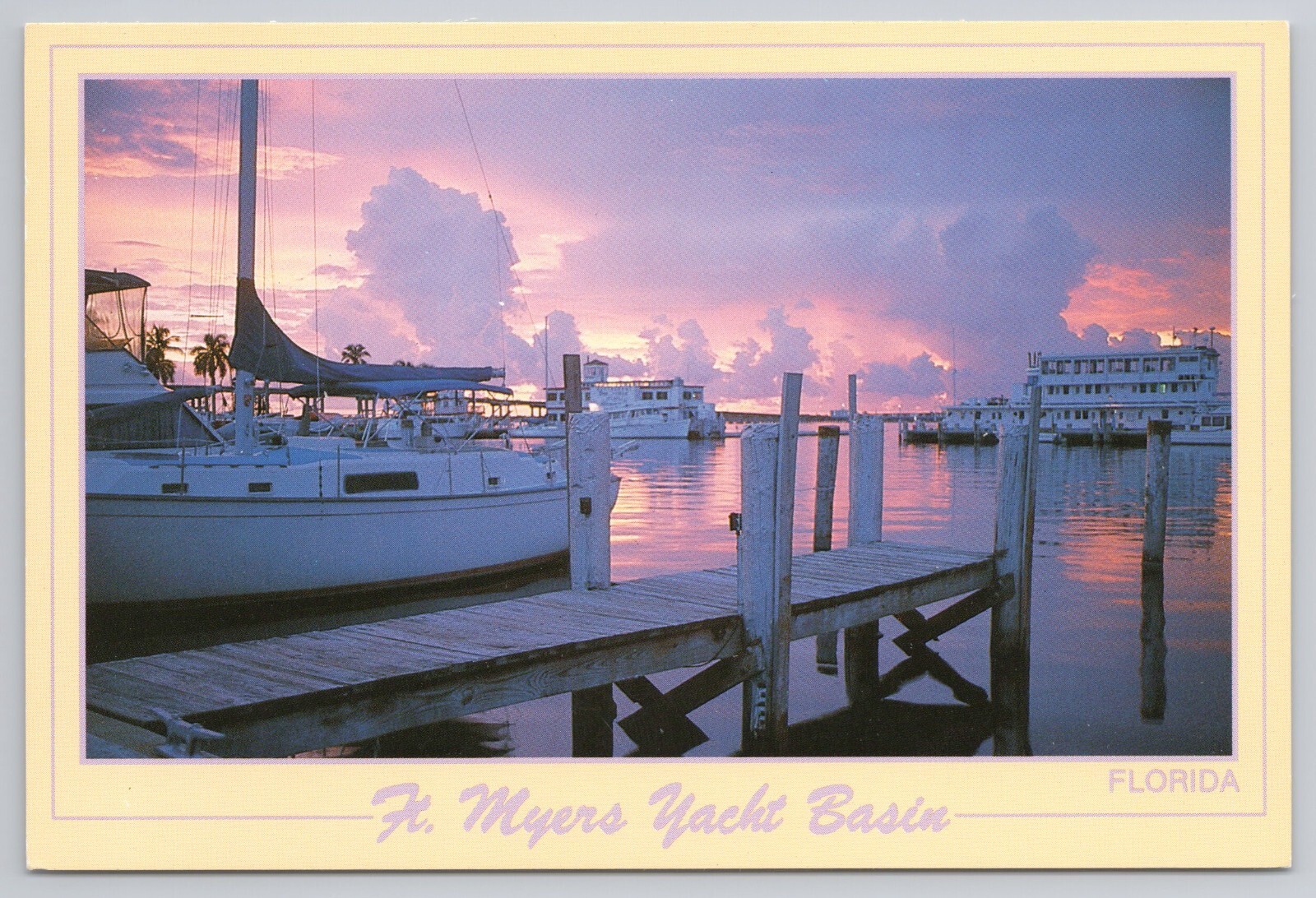 Postcard FT. MYERS FLORIDA YACHT BASIN SUNSET