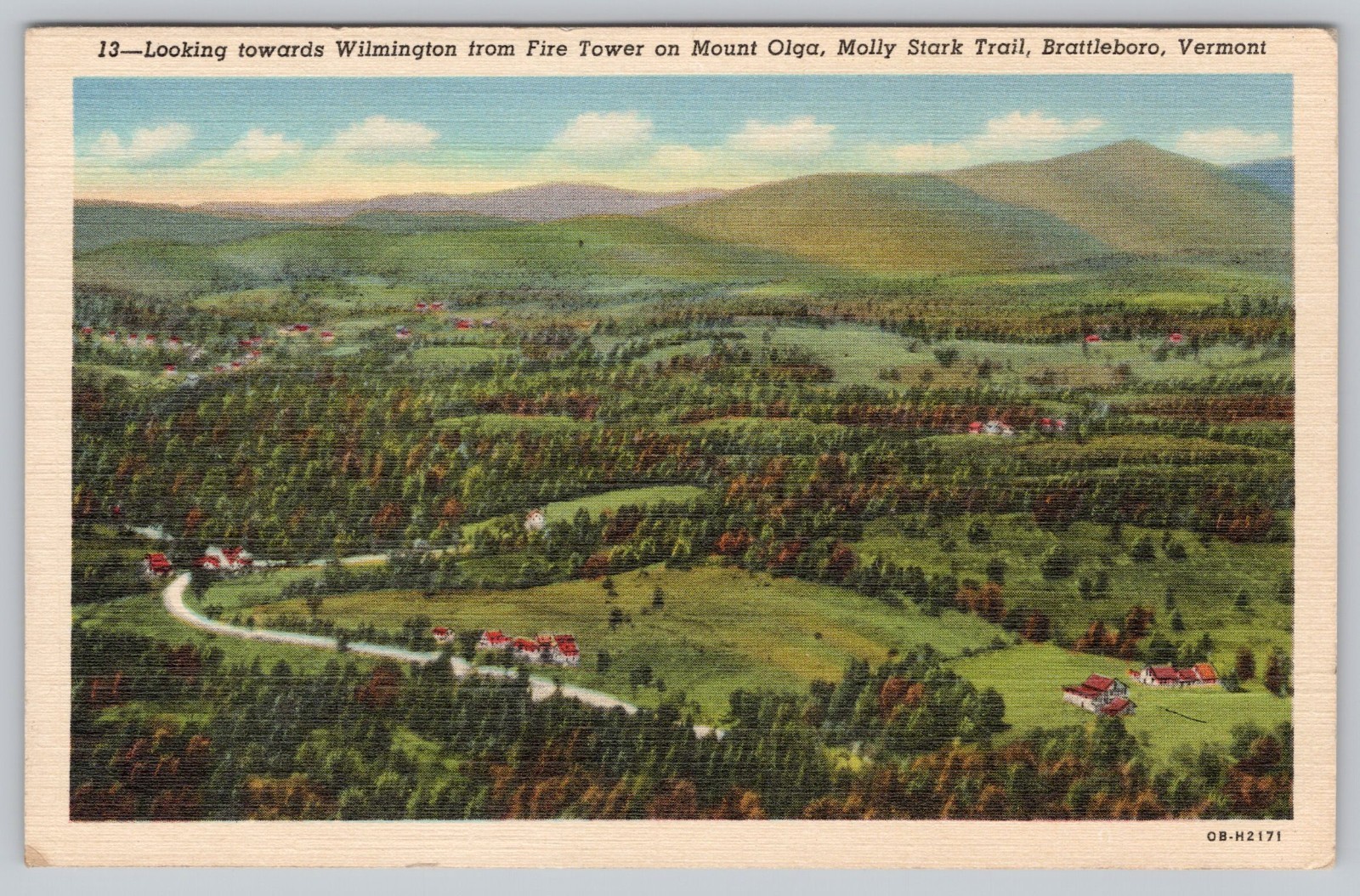 Wilmington from Mount Olga Fire Tower Molly Stark Trail Brattleboro VT Postcard