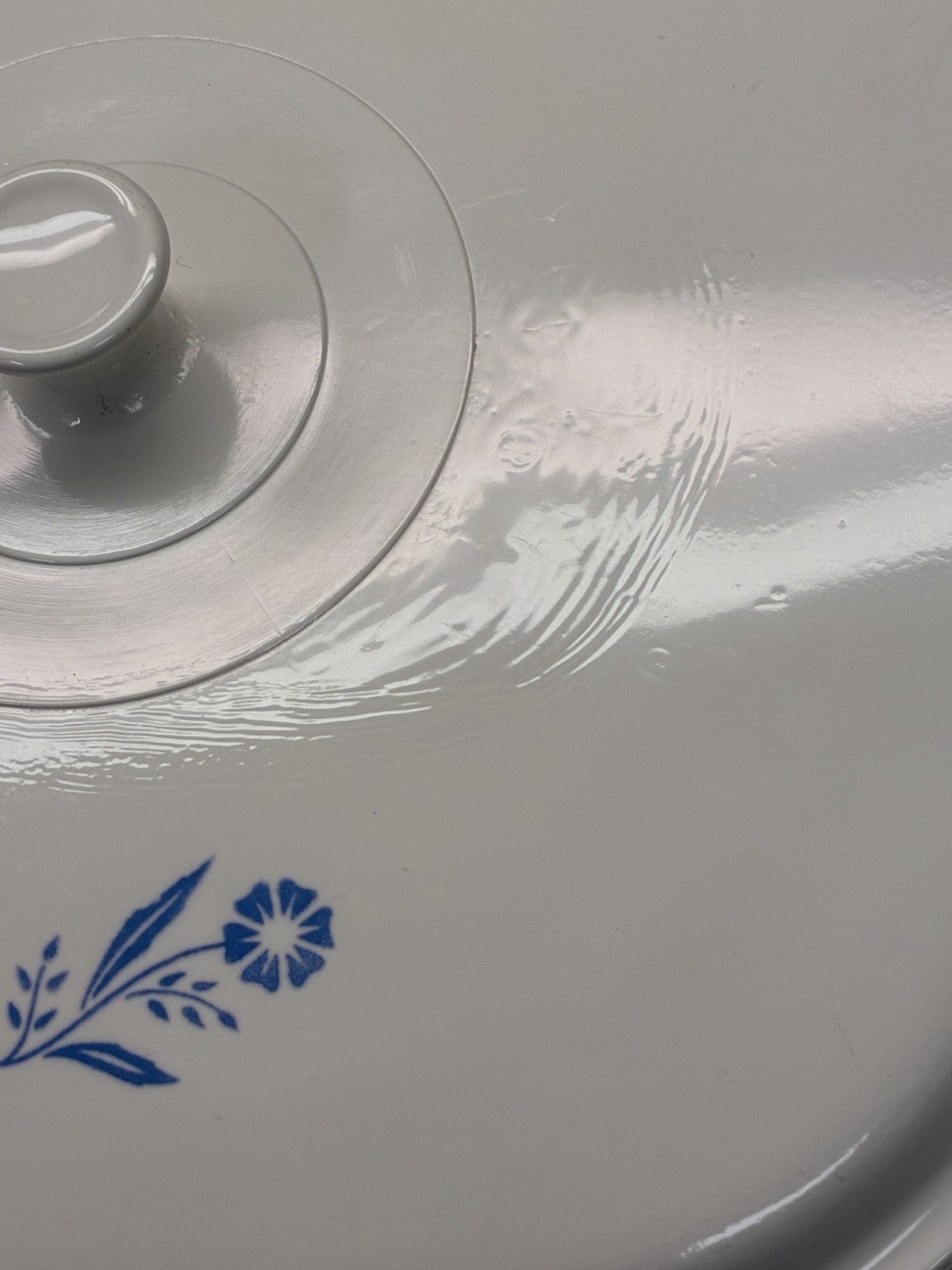 Corning Pyroceram Cornflower Blue 10” Casserole White Lid Factory Flaw ‘60-‘61