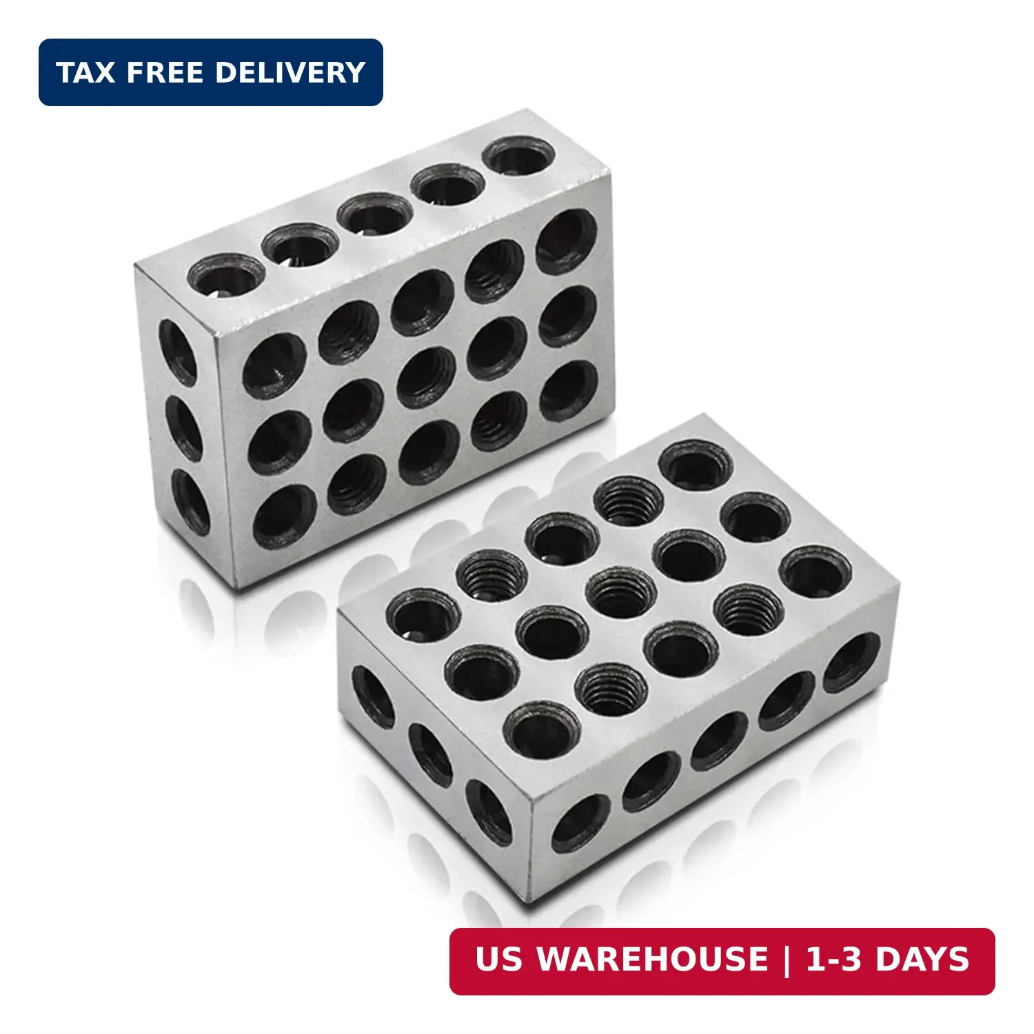 findmall 1 x 2 x 3 Inch Blocks Matched Pair Hardened Steel 23 Holes Accuracy 1 2