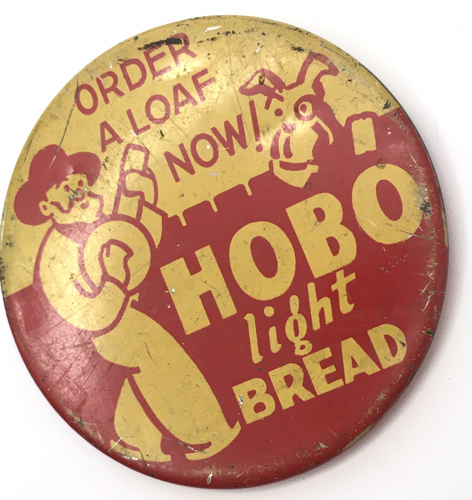 1930’s Hobo Light Bread Order A Loaf Now! 2.5″ Button Pin Advertising Pinback