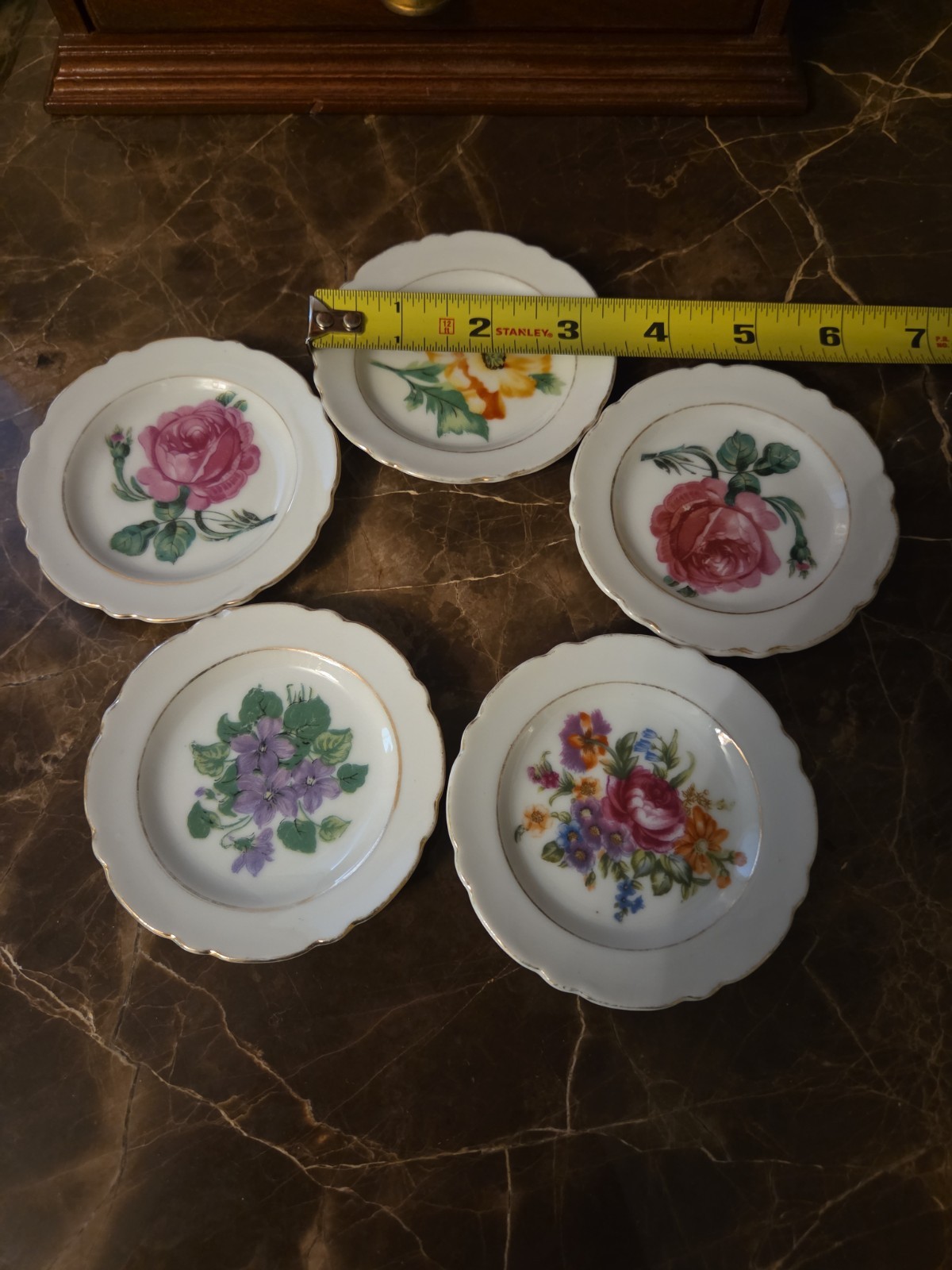Mixed Lot 5 Vintage Floral Butter Pat Dishes Porcelain Ironstone Japan Germany