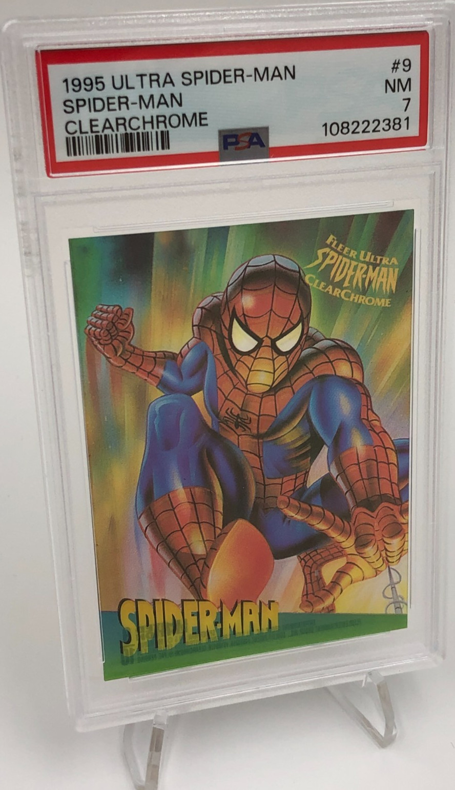 1995 ULTRA SPIDER-MAN Trading Card SPIDER-MAN #9 limited CLEARCHROME grade PSA 7