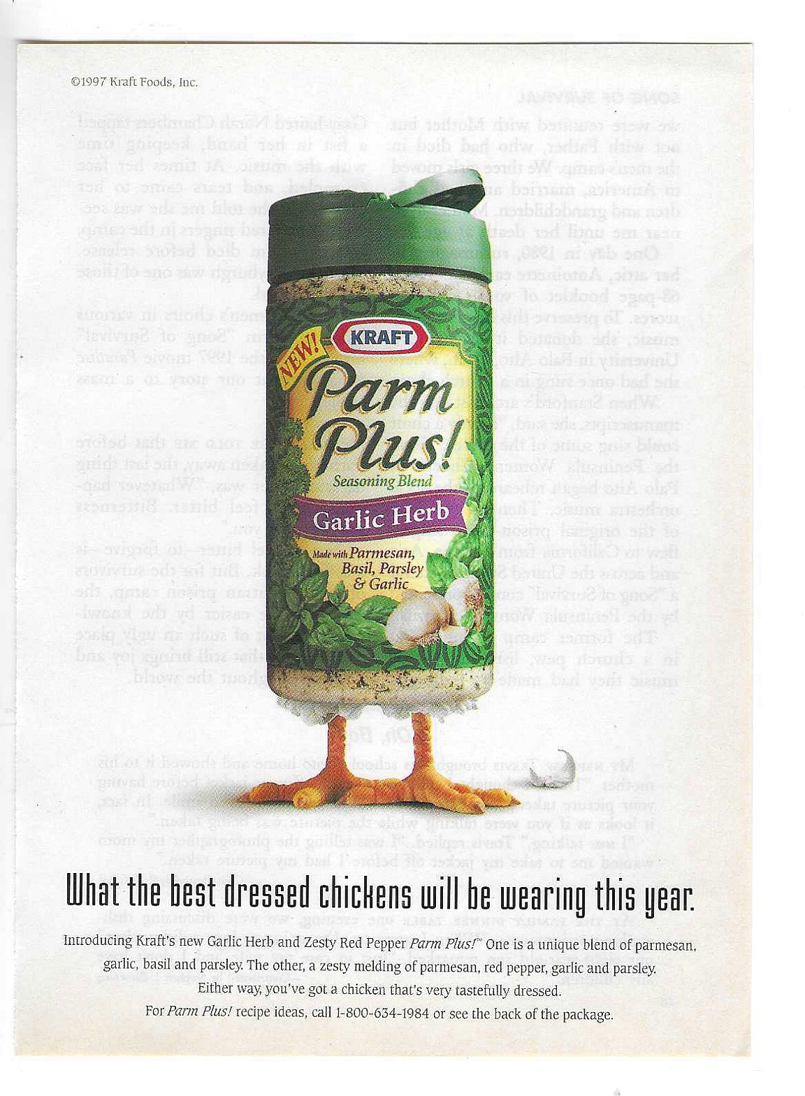 1997 Kraft Parm Plus! Garlic Herb Seasoning Blend Print Advertisement