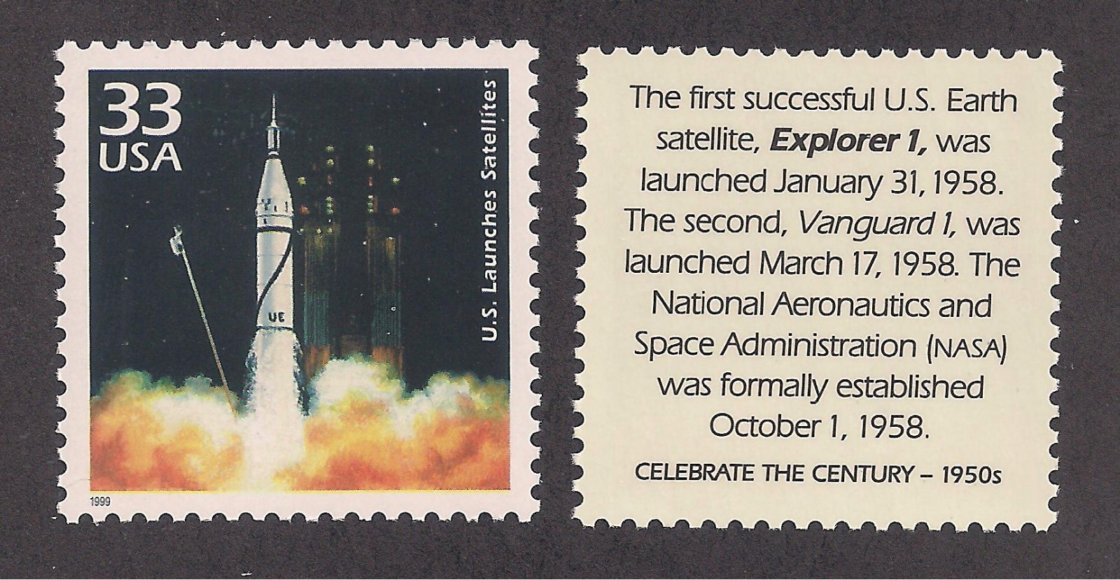 U.S. SATELLITES EXPLORER VANGUARD NASA 1958 – U.S. POSTAGE STAMP -MINT CONDITION
