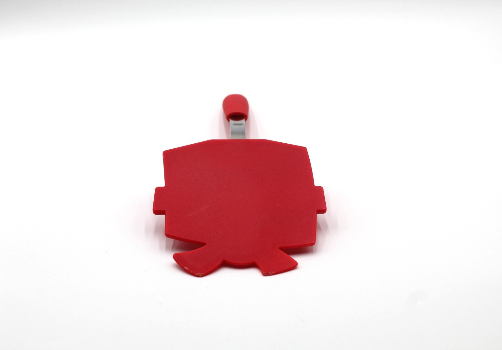 Red Unique Shaped Hard Plastic Spatula 12” With Metal and Red Silicone Handle