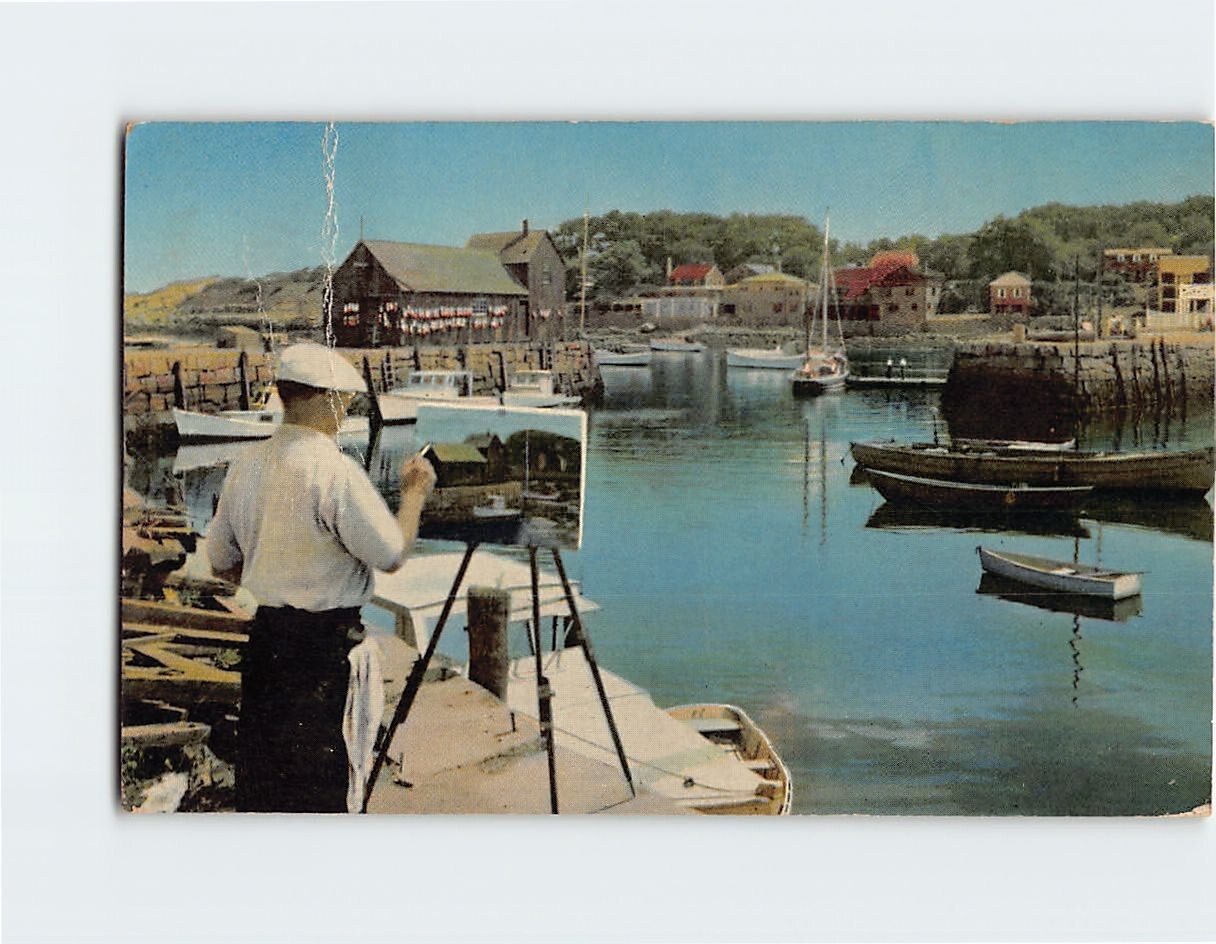 Postcard Artist at Work Rockport Massachusetts USA