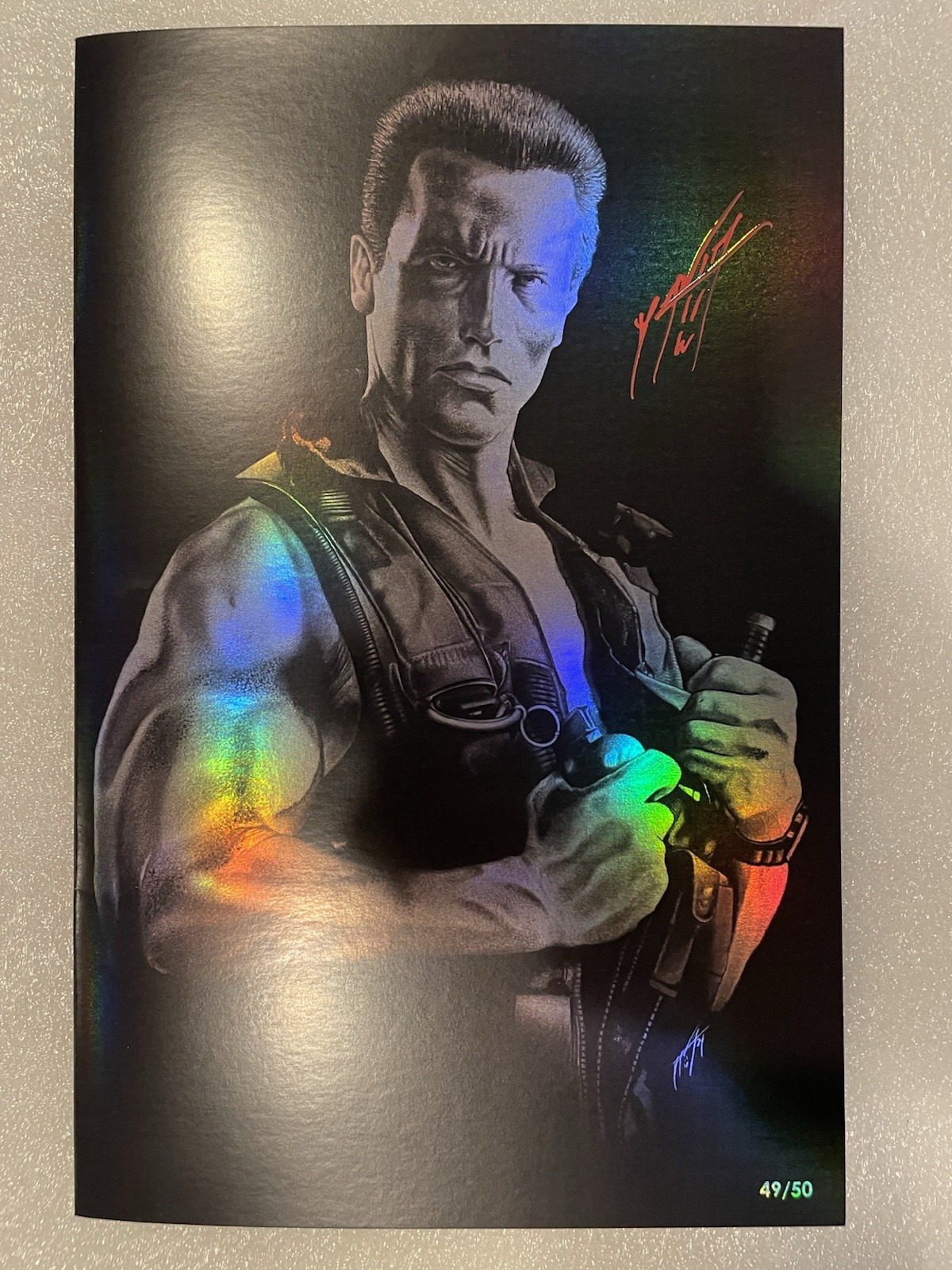 Fame Tidal Wave Arnold Schwarzenegger NYCC Foil Commando Exclusive Signed 49/50