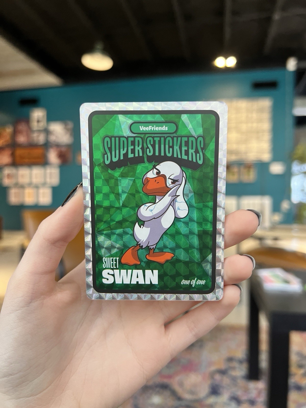 Sweet Swan VeeFriends Treasure Chest Super Sticker Emerald One Of One
