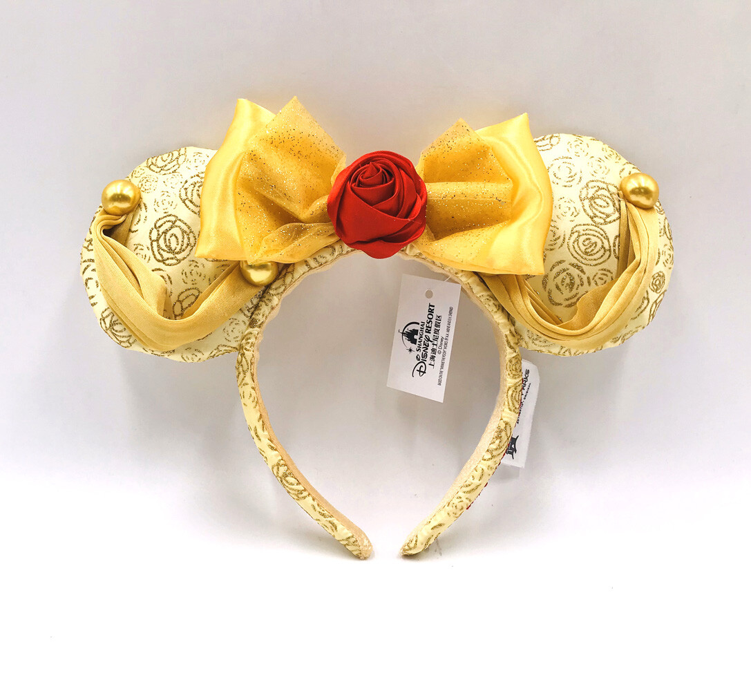 Disney Parks Belle Beauty and the Beast Minnie Mouse Ears Bow Headband