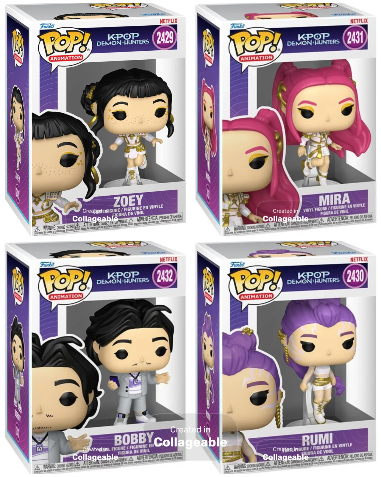 Funko Pop K-Pop Demon Hunters Rumi Mira Zoey Bobby 2429 2430 2431 2432 Kpop SET4