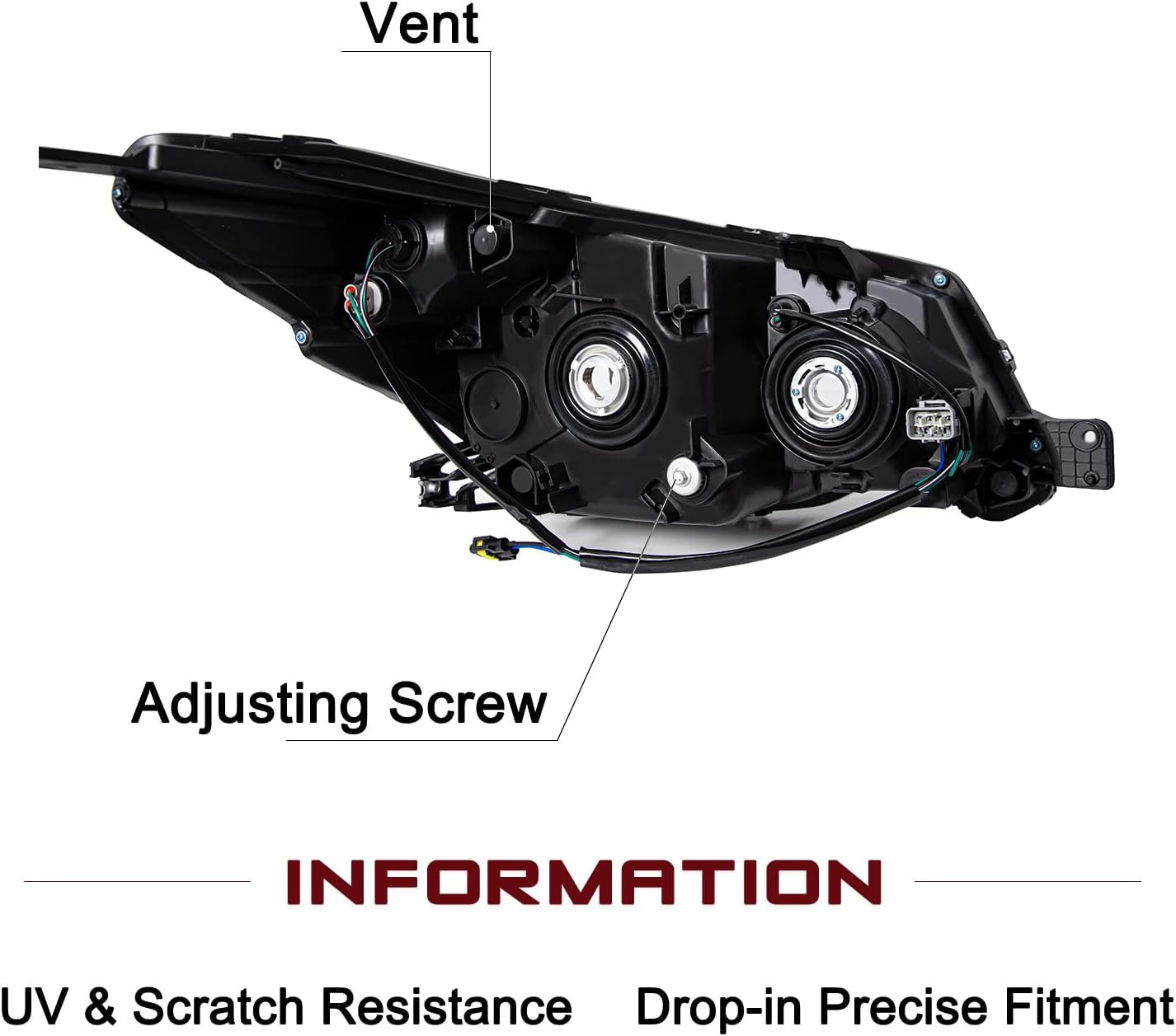 Halogen Headlight Assembly Replacement for 2014-2016 Subaru Forester Headlamp Dr