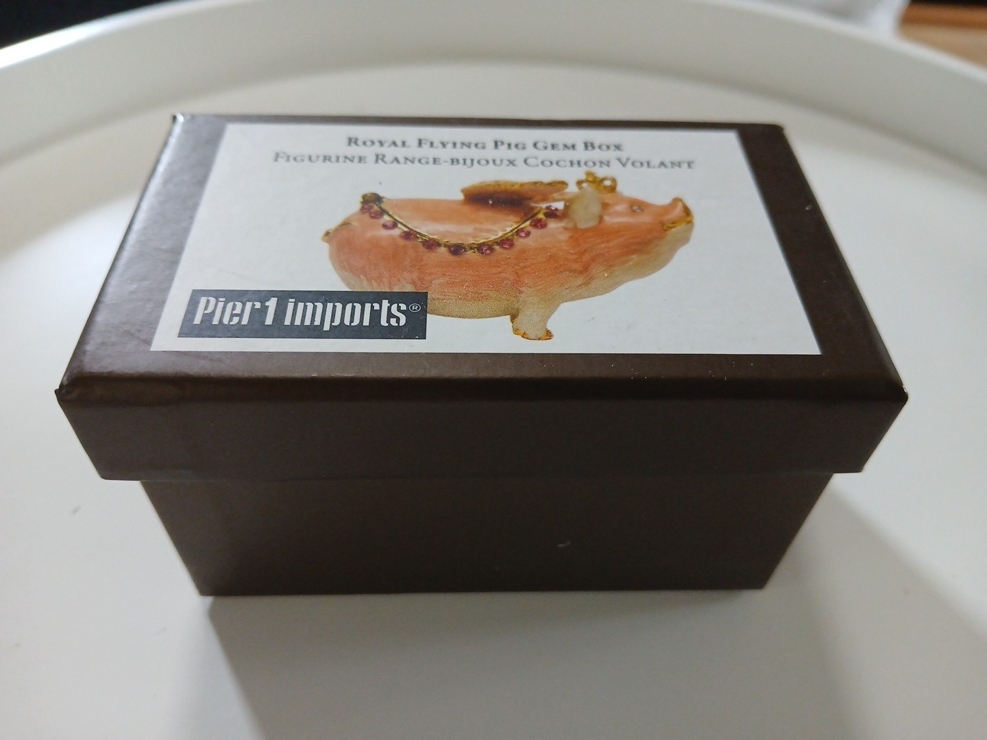 Pier 1 Imports Royal Flying Pig Gem Box Trinket Rhinestones Winged Crown New NIB