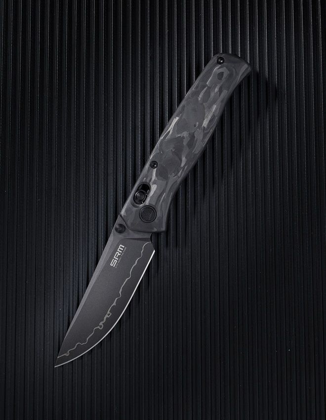 SRM Knives 255L-FB2 Folding Knife 3.25″ 140Cr Steel Blade Carbon Fiber Handle