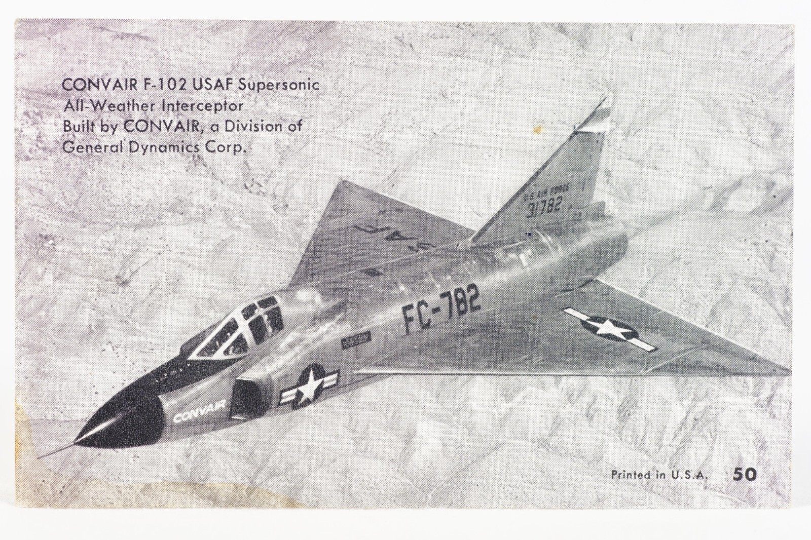 Convair F-102 USAF Supersonic Jet 1955 Exhibit Supply Co Military Planes Card