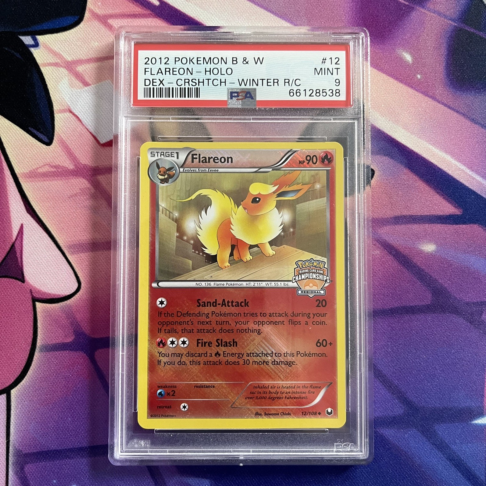 Pokemon Card | PSA 9 Flareon 012/108 Cross Hatch Winter Regional Championship