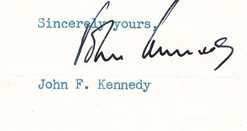 President Senator John F Kennedy Letter Of Authenticity Rare! JSA LOA Signature