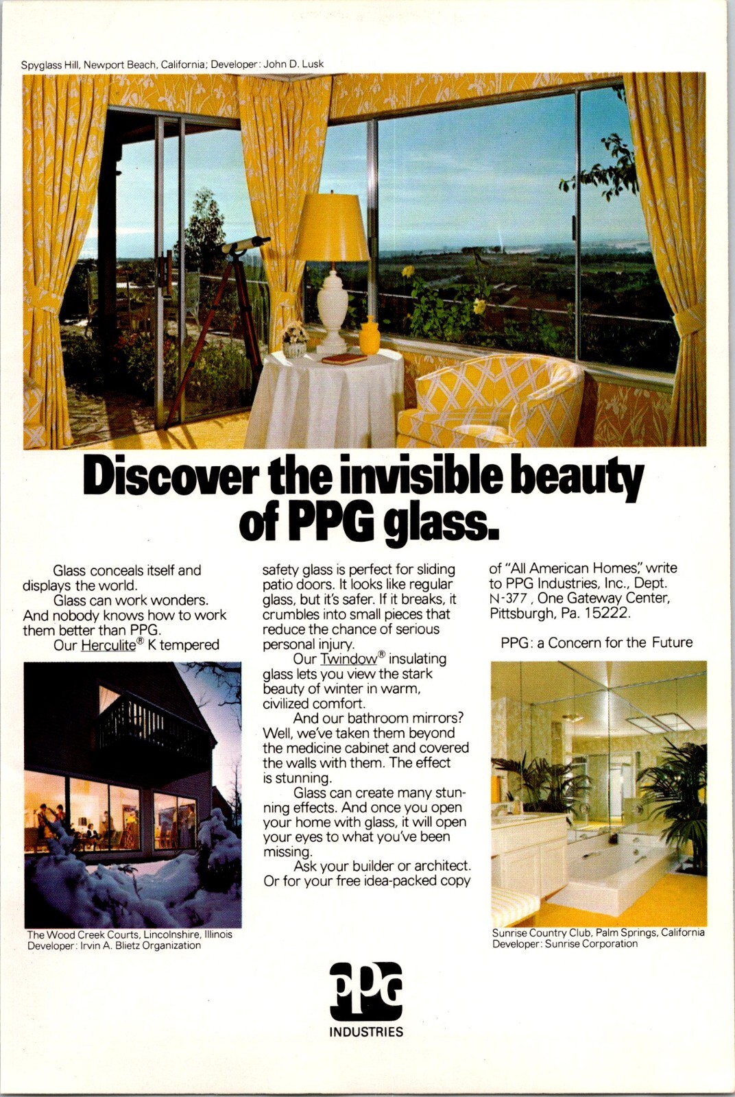 PPG Industries Glass Original Vintage Print Ad