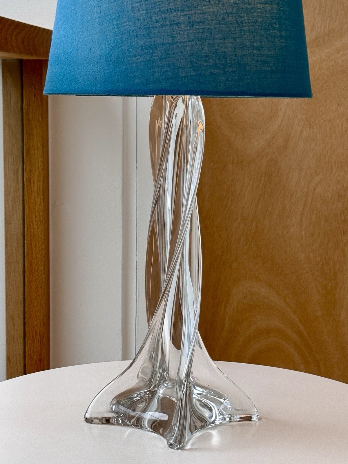 Mid-Century Modern Twisted Crystal Table Lamp 1960’s (shade not Included)